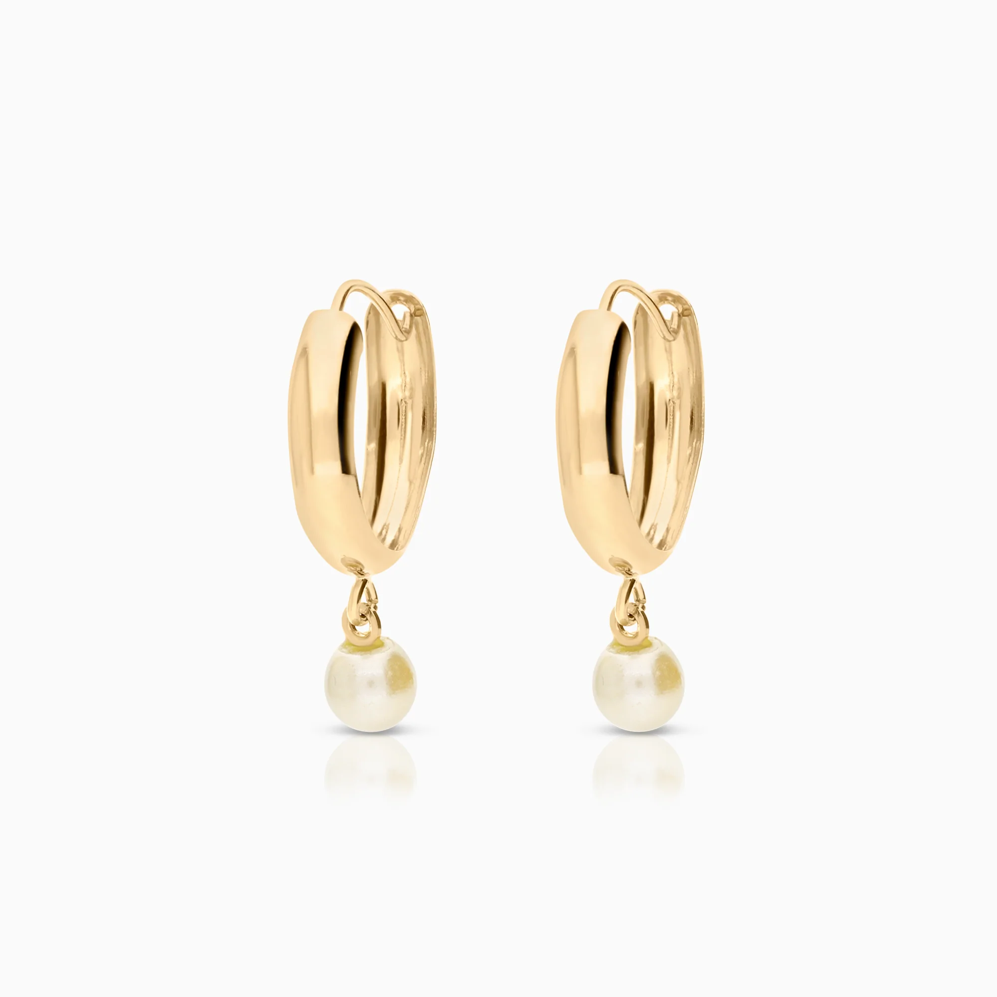 Hoop earrings with imitation pearls 0.75g 18K gold