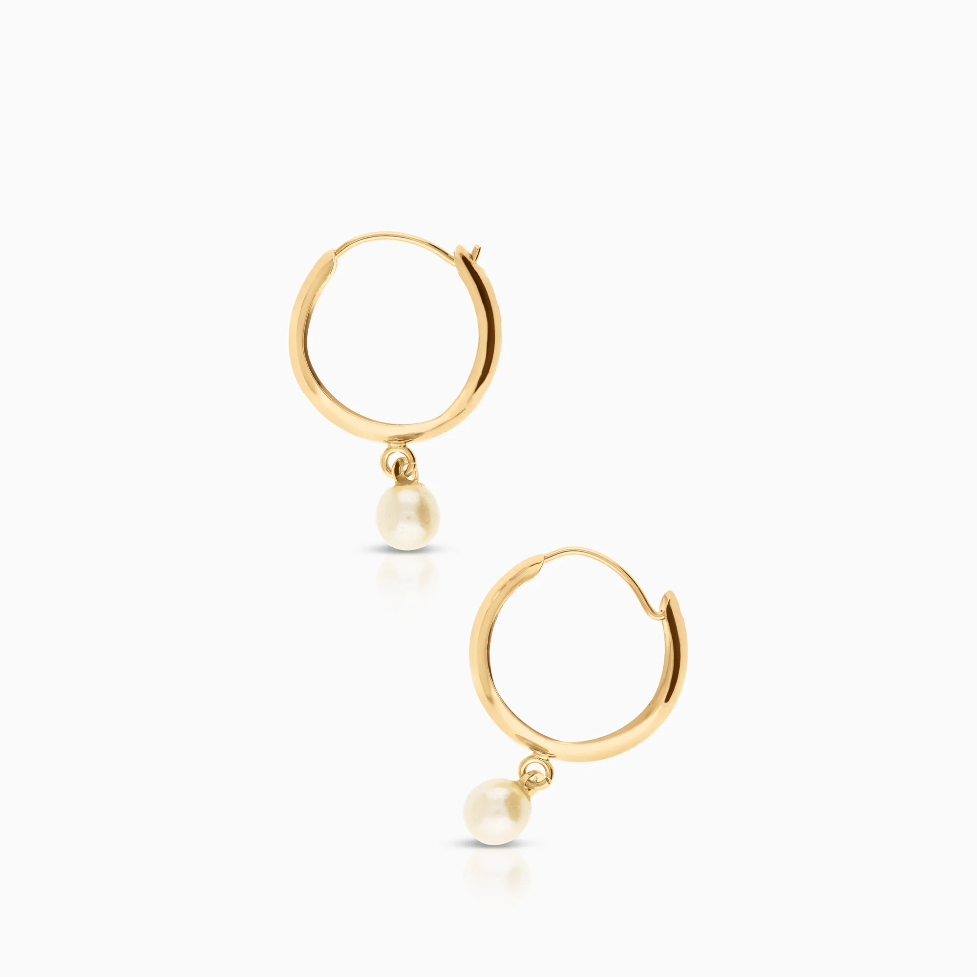 Hoop earrings with imitation pearls 0.75g 18K gold - Image 2