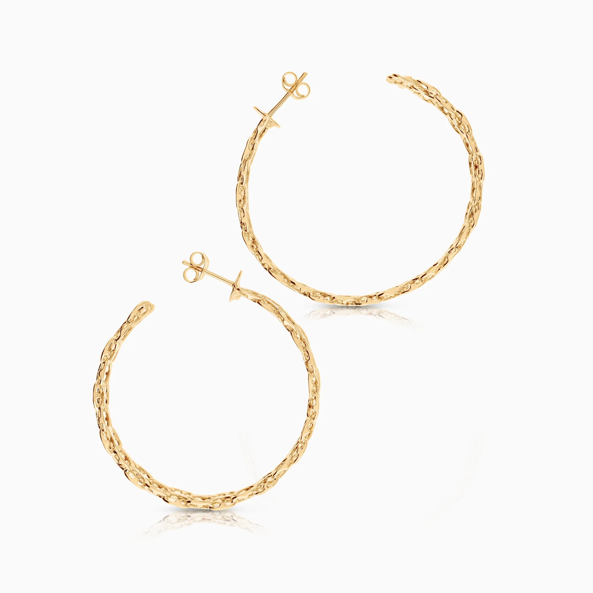 Hoop earrings X-link with bar 16.21g 18K gold - Image 2