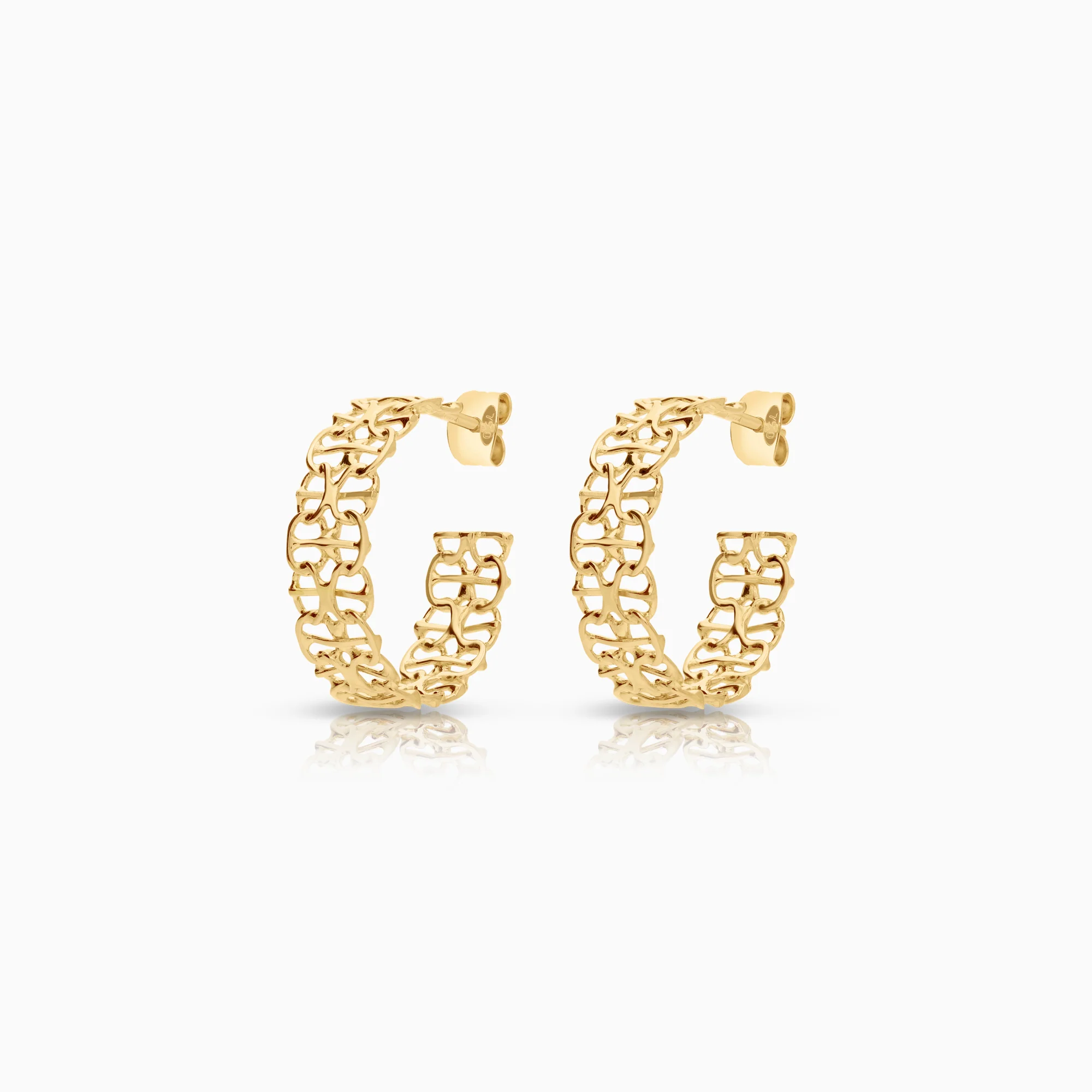 Hoop earrings X-link with bar 3.07g 18K gold