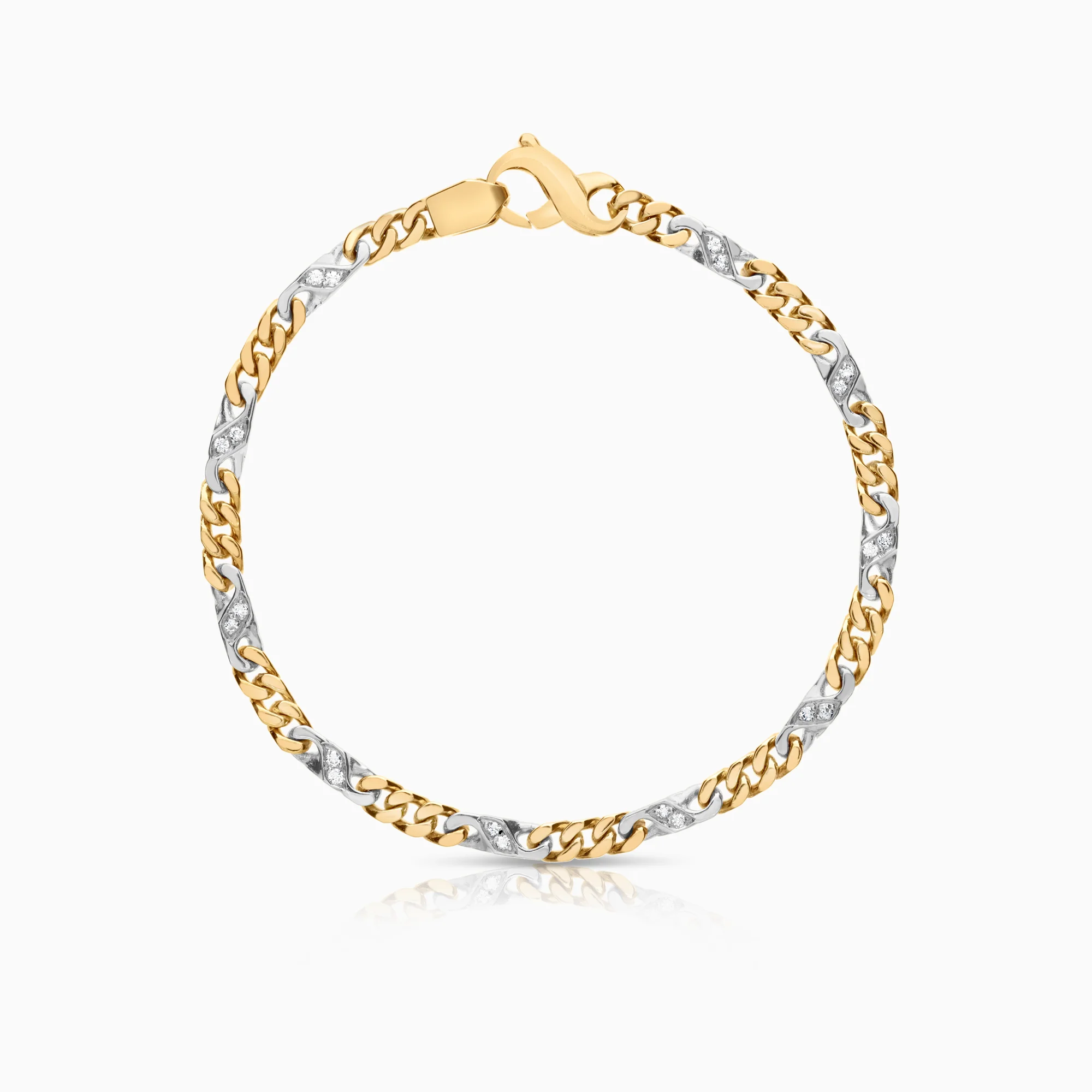 Diamond curb bracelet 0.20ct 18K yellow/white gold