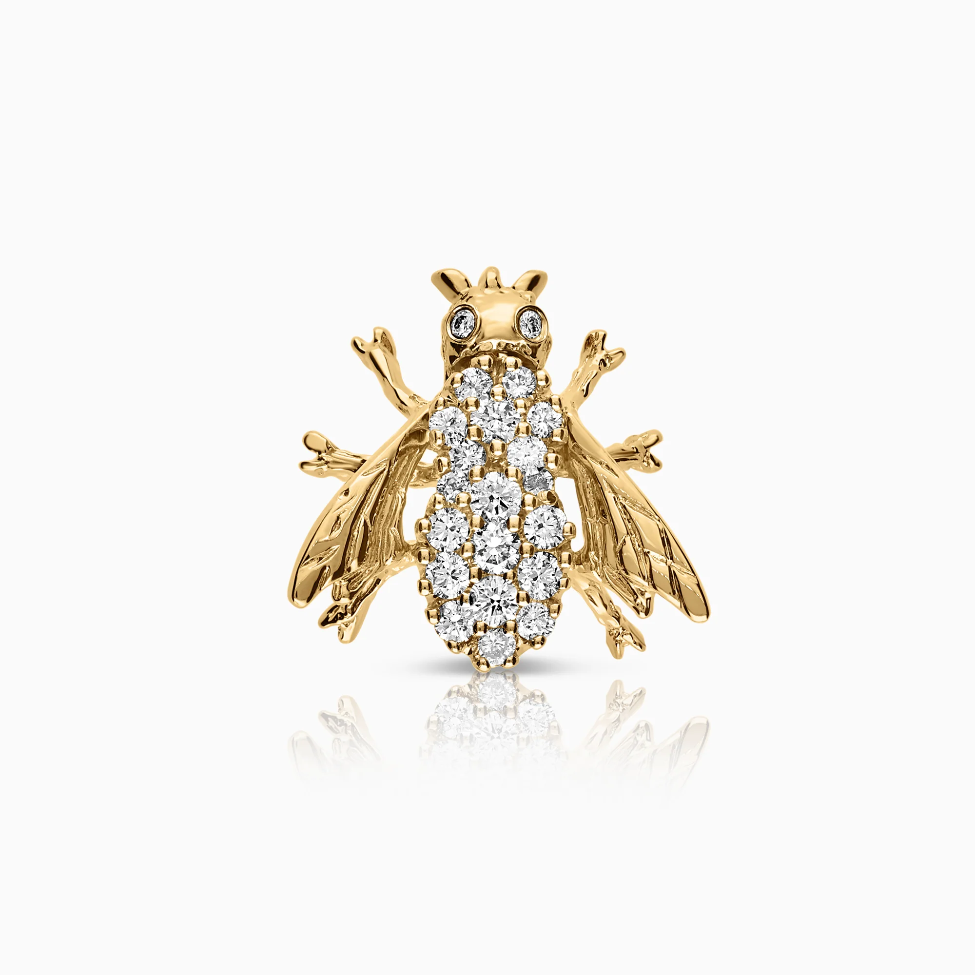Diamond brooch fly 0.63ct 14K gold
