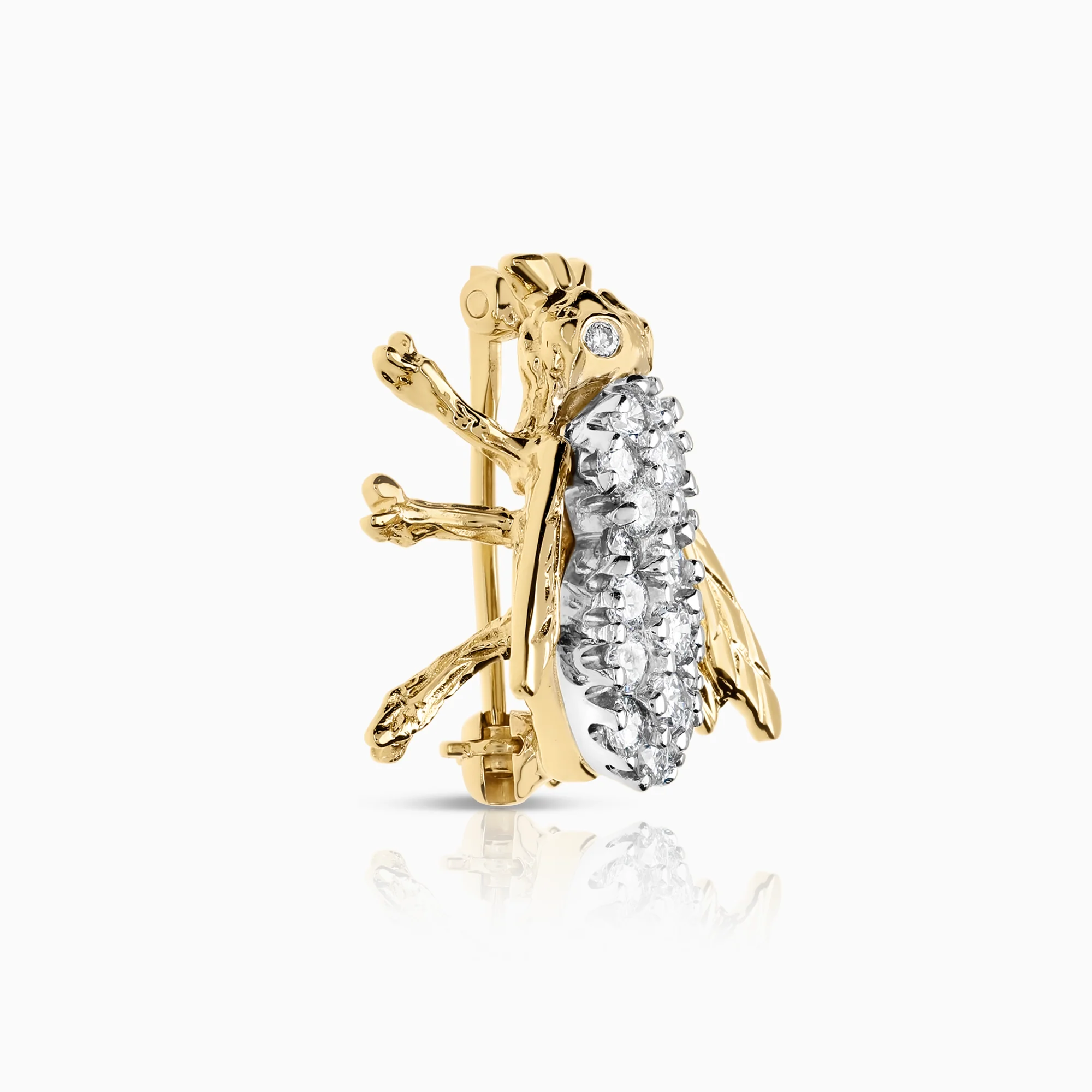 Diamond brooch fly 0.63ct 14K gold - Image 2