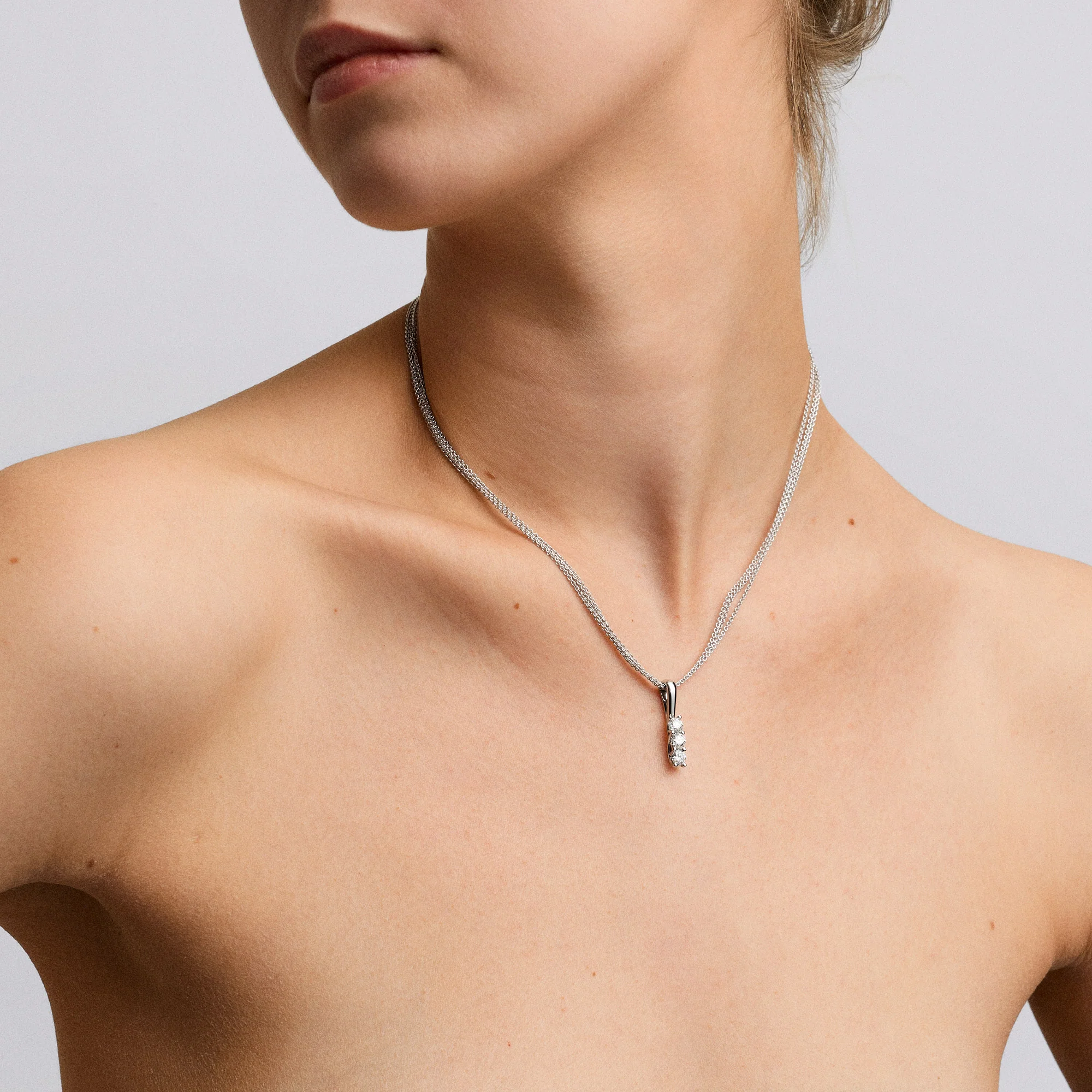 Diamond necklace 0.85ct 18K white gold - Image 2