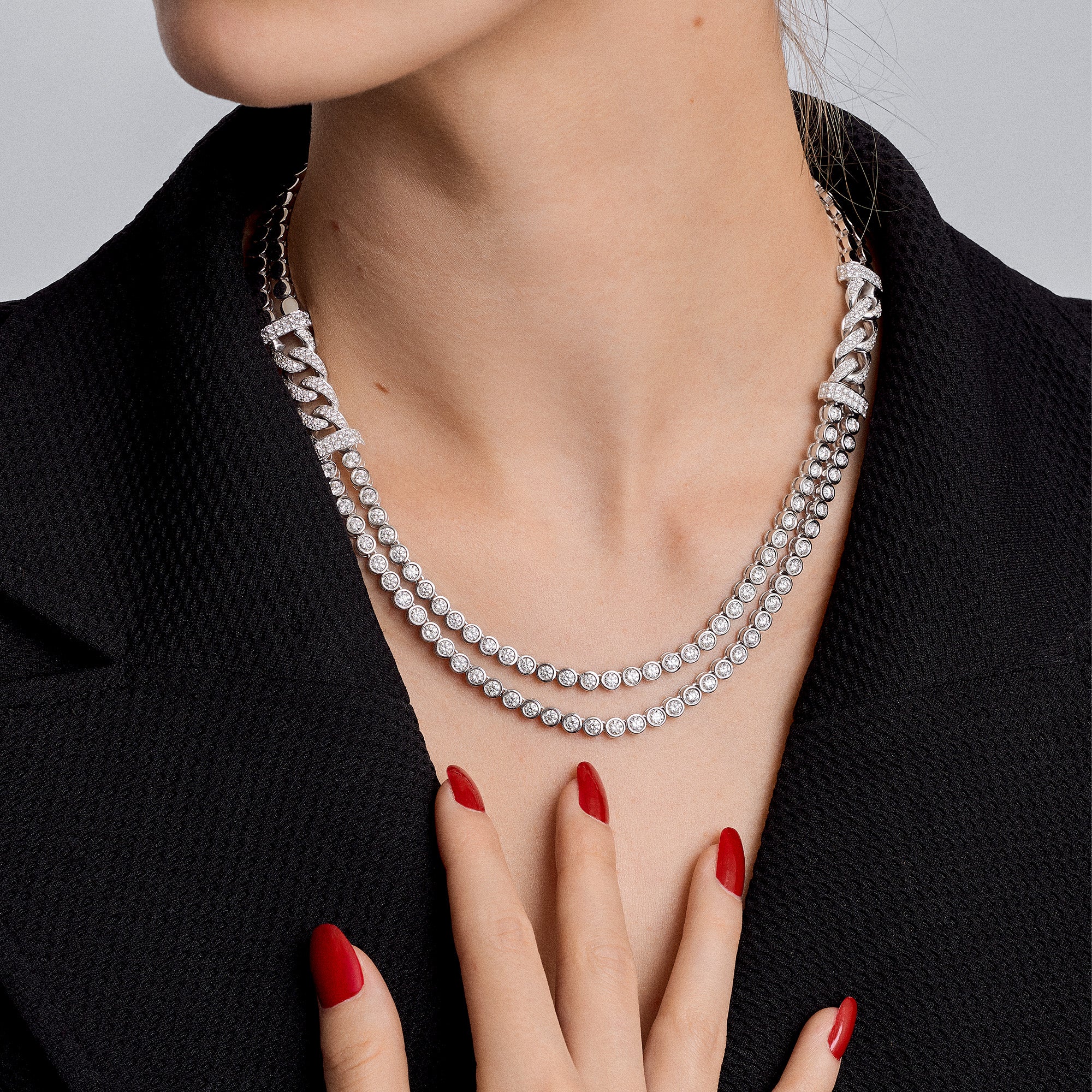 Diamond necklace 12.71ct 18K white gold - Image 2