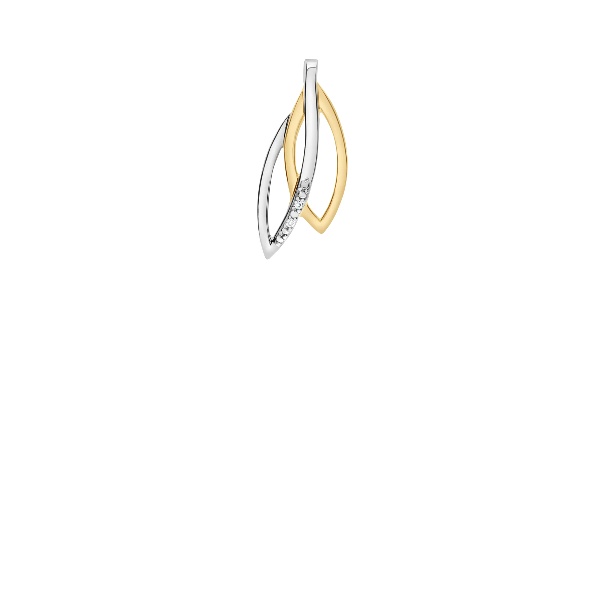 Diamond pendant 0.01ct 18K yellow/white gold - Image 2