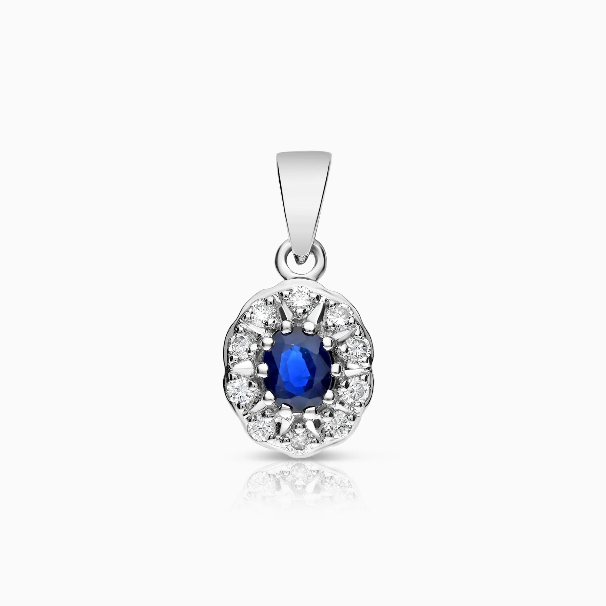 Diamond pendant 0.19ct with sapphire 18K white gold