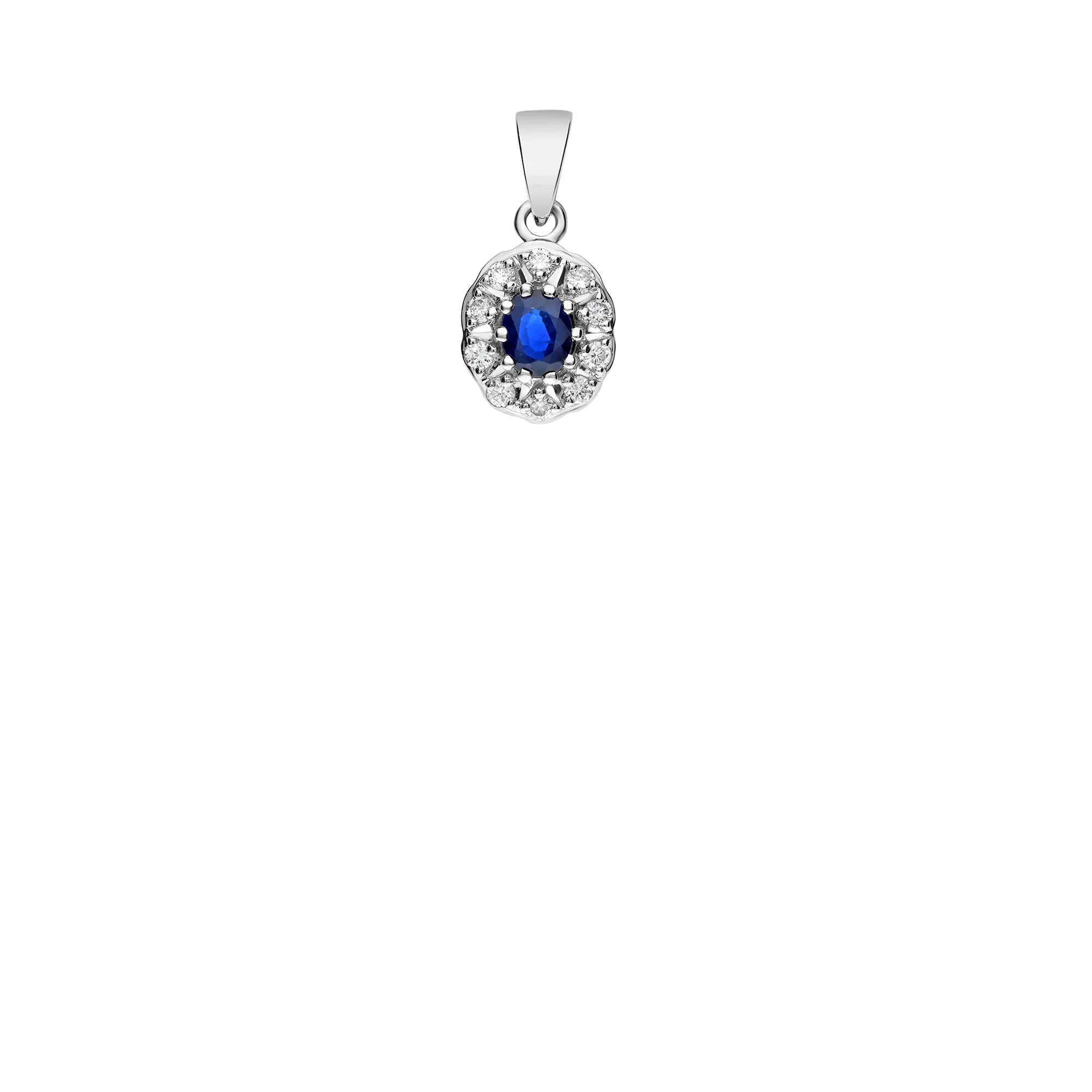 Diamond pendant 0.19ct with sapphire 18K white gold - Image 2