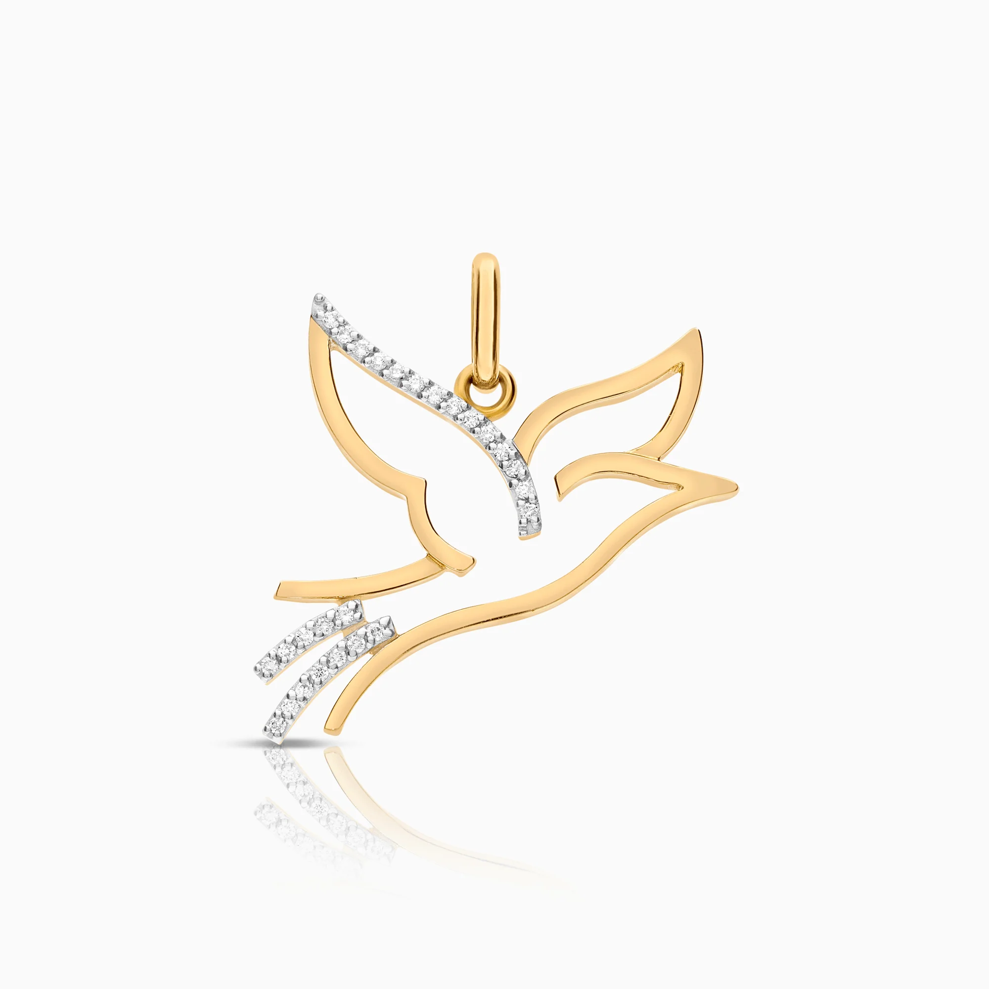 Diamond pendant bird 0.14ct 18K gold