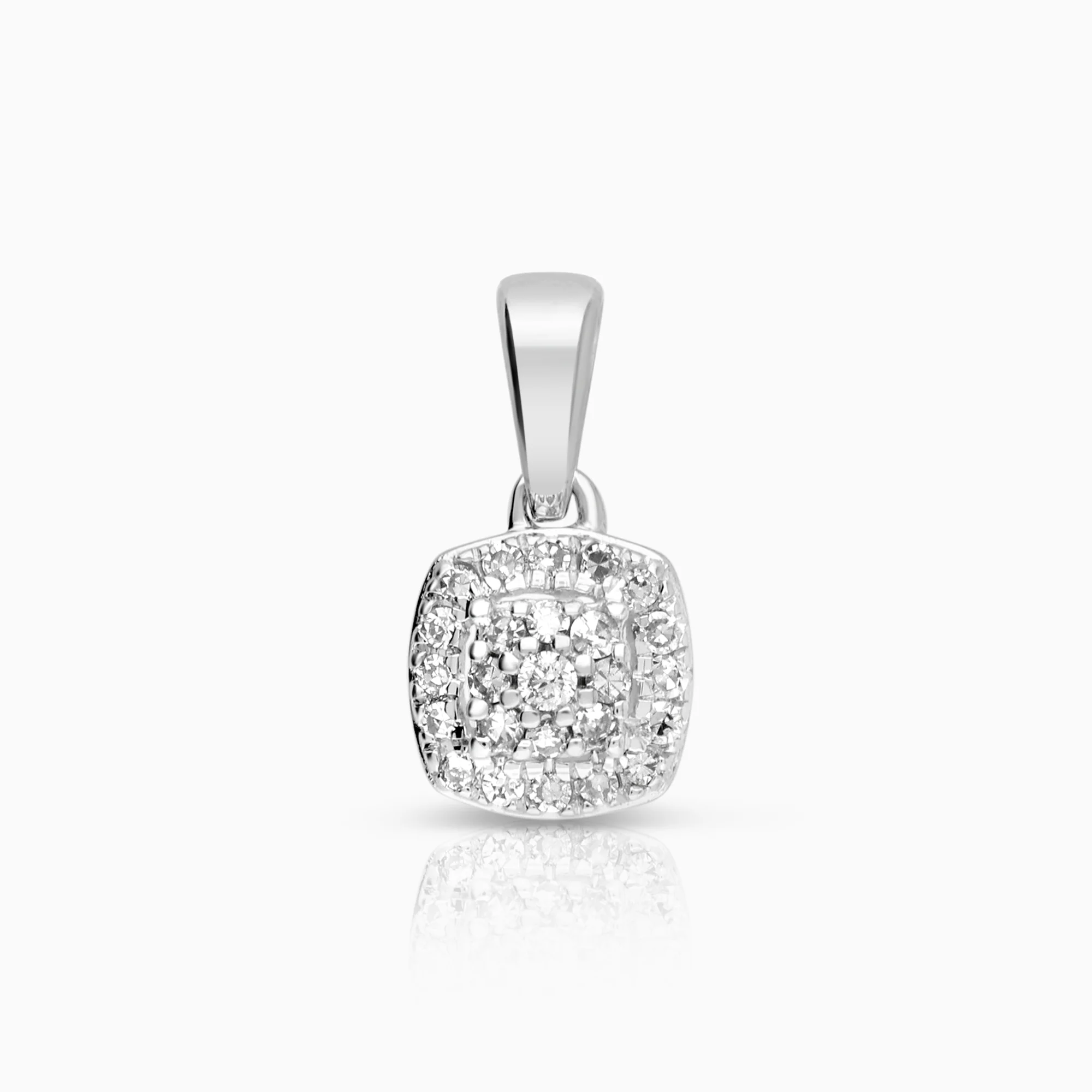 Diamond pendant Halo 0.08ct 18K white gold
