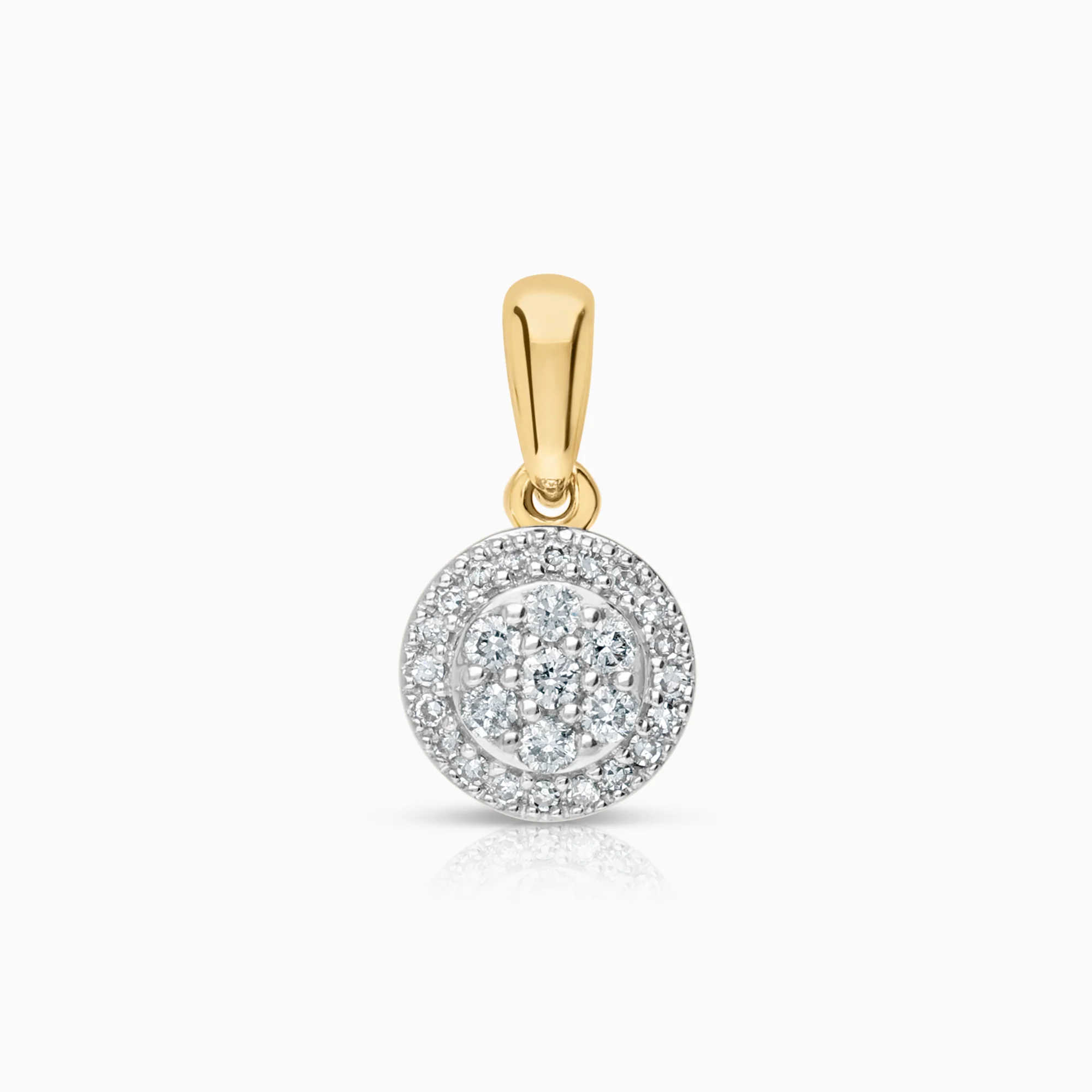 Diamond pendant Halo 0.12ct 18K gold