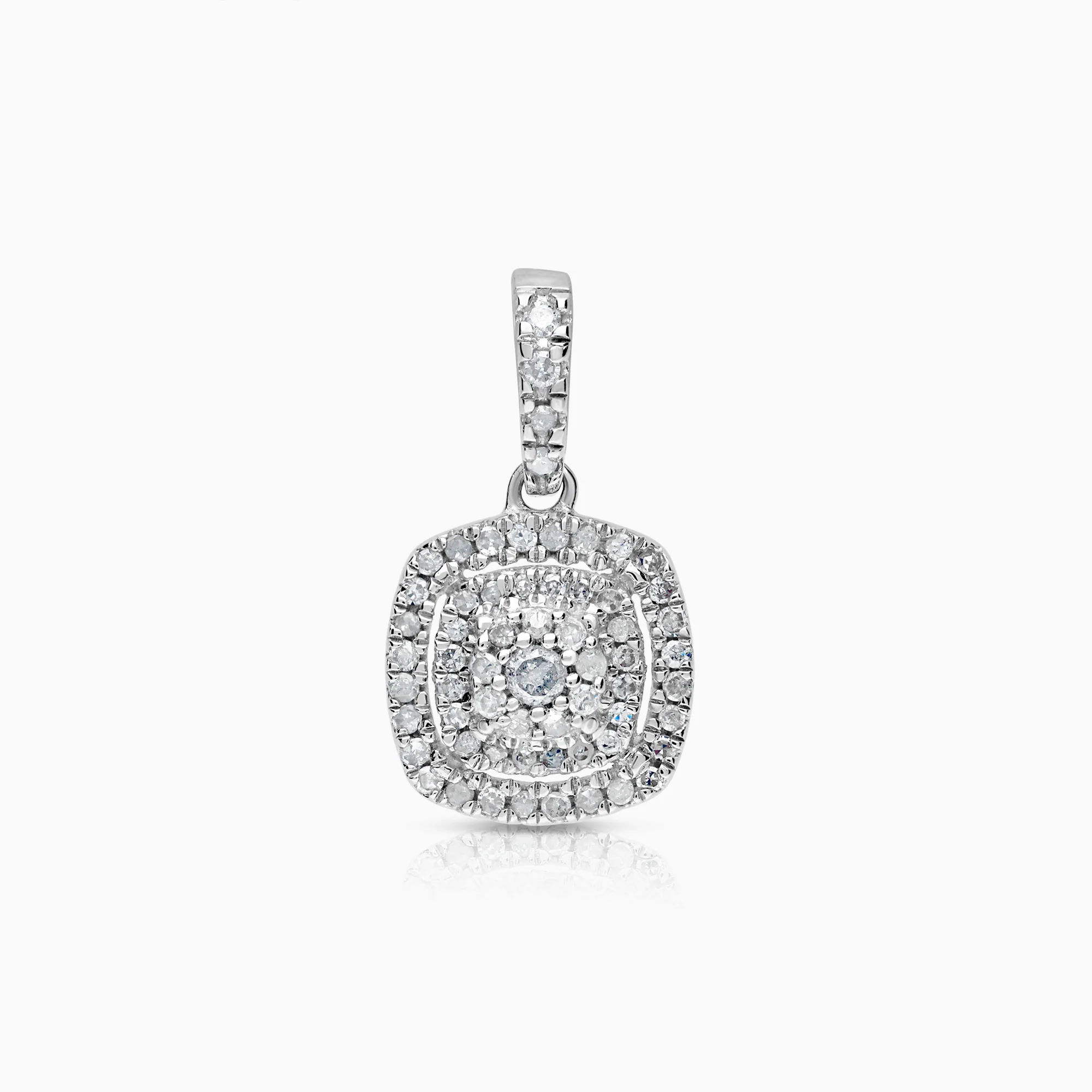 Diamond pendant Halo 0.13ct 9K white gold