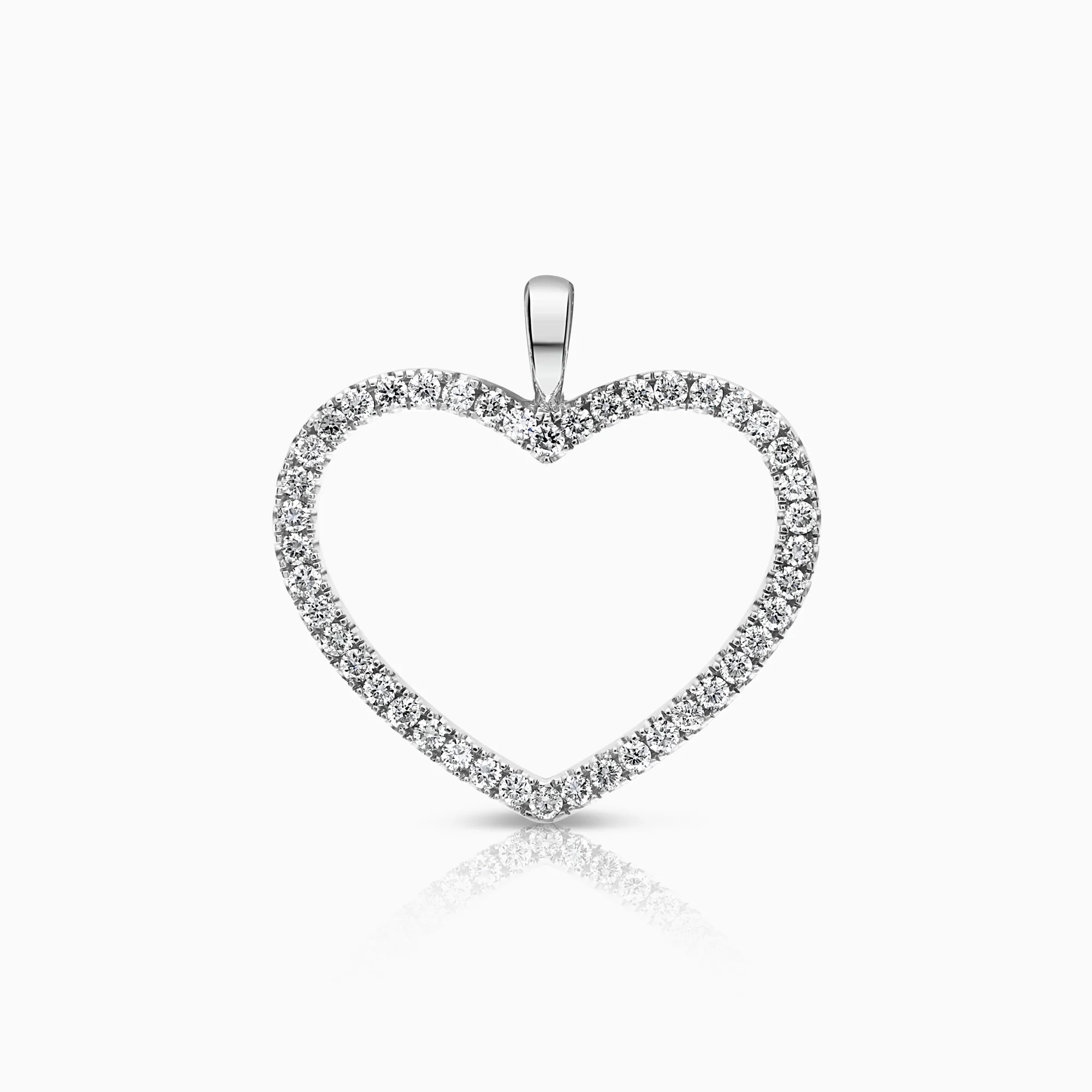 Diamond heart pendant 0.38ct 18K white gold