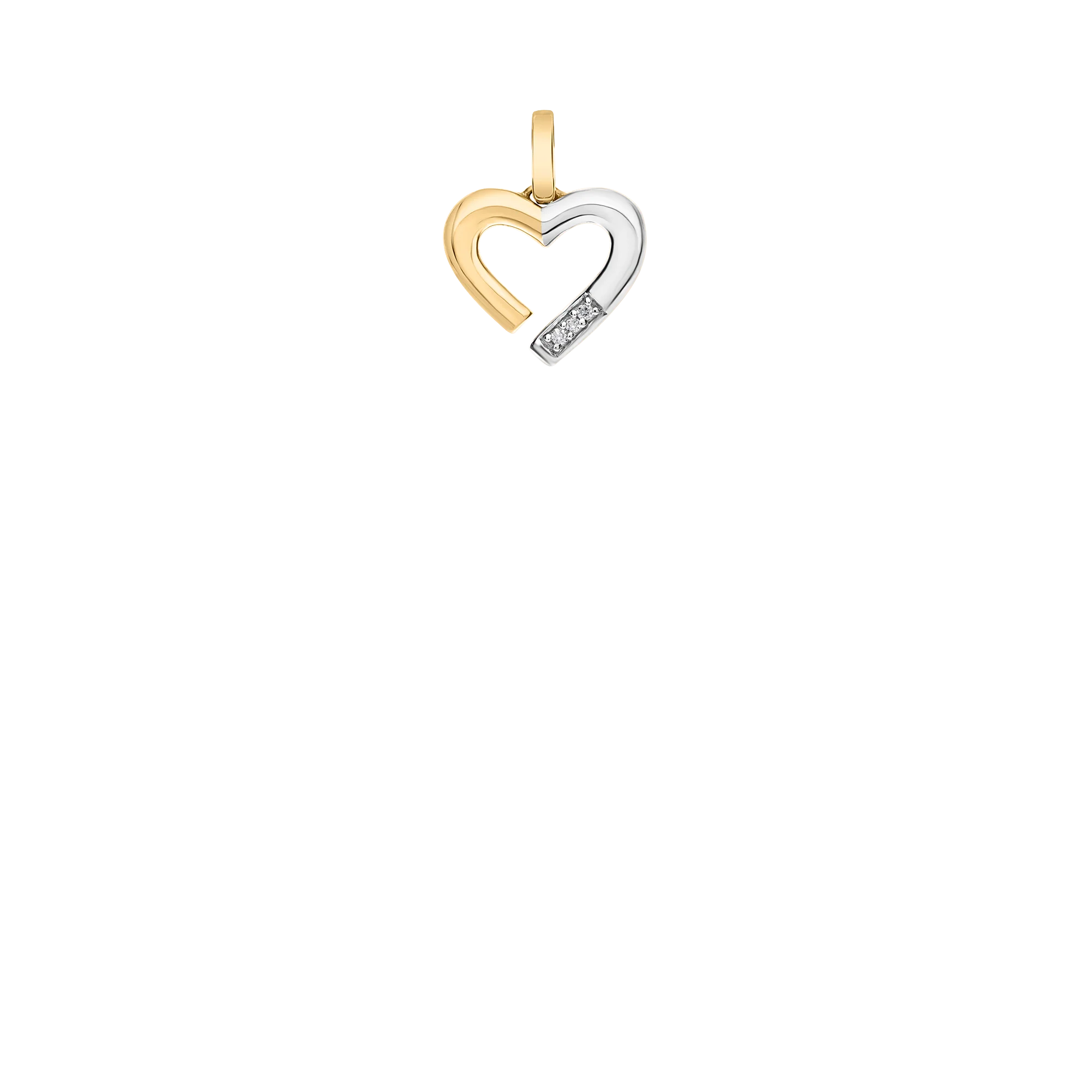 Diamond heart pendant 0.02ct 18K white/yellow gold - Image 2