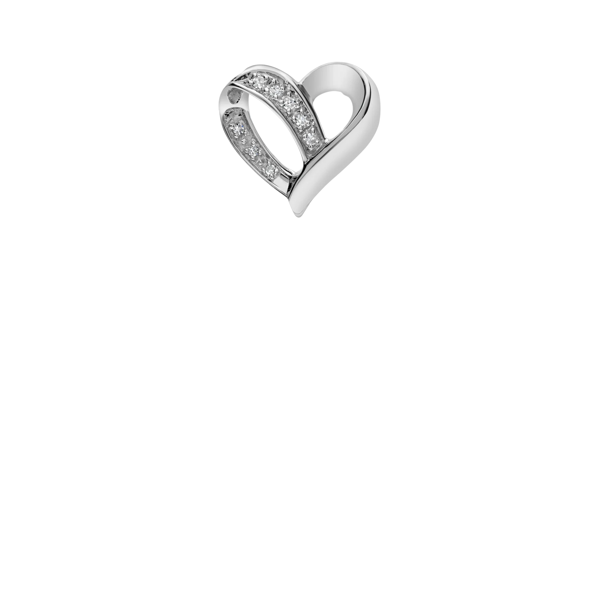Diamond heart pendant 0.12ct 18K white gold - Image 2