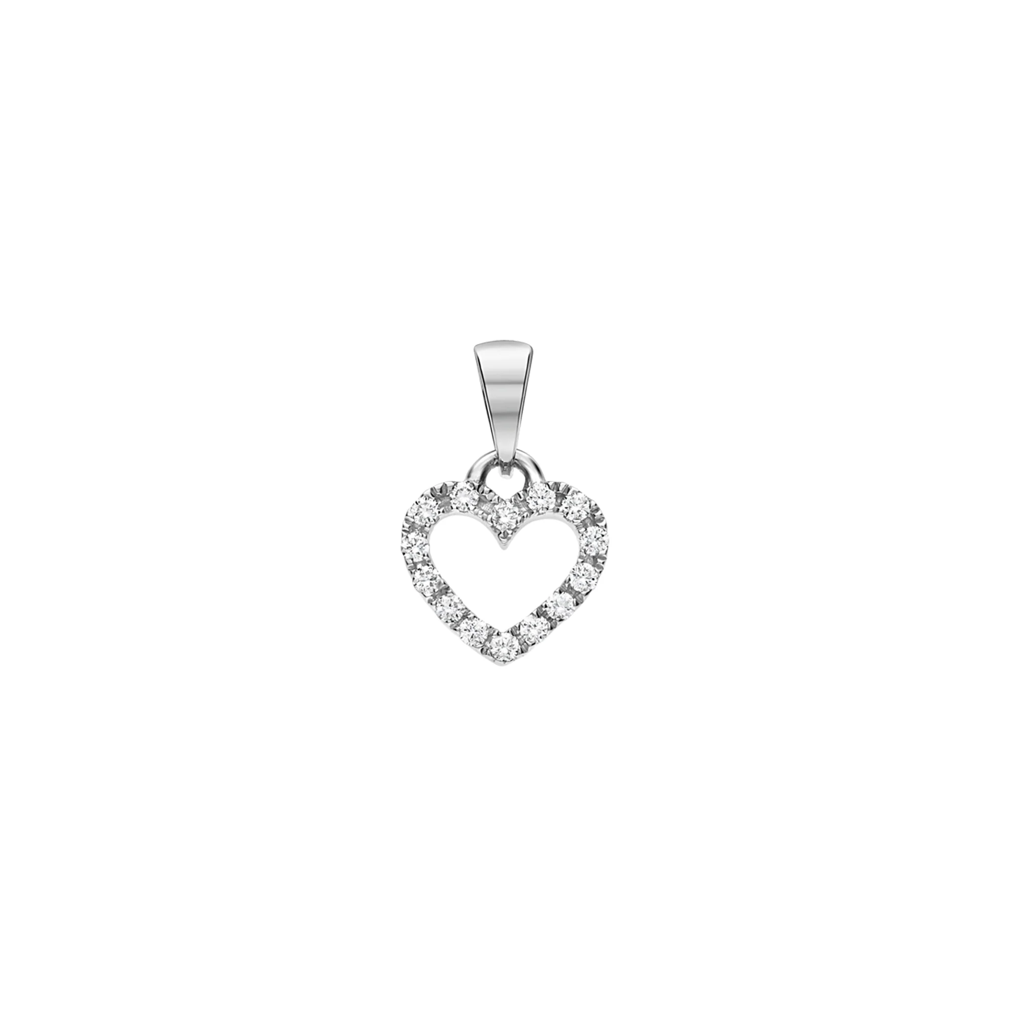 Diamond Heart Pendant 0.16ct 18K White Gold