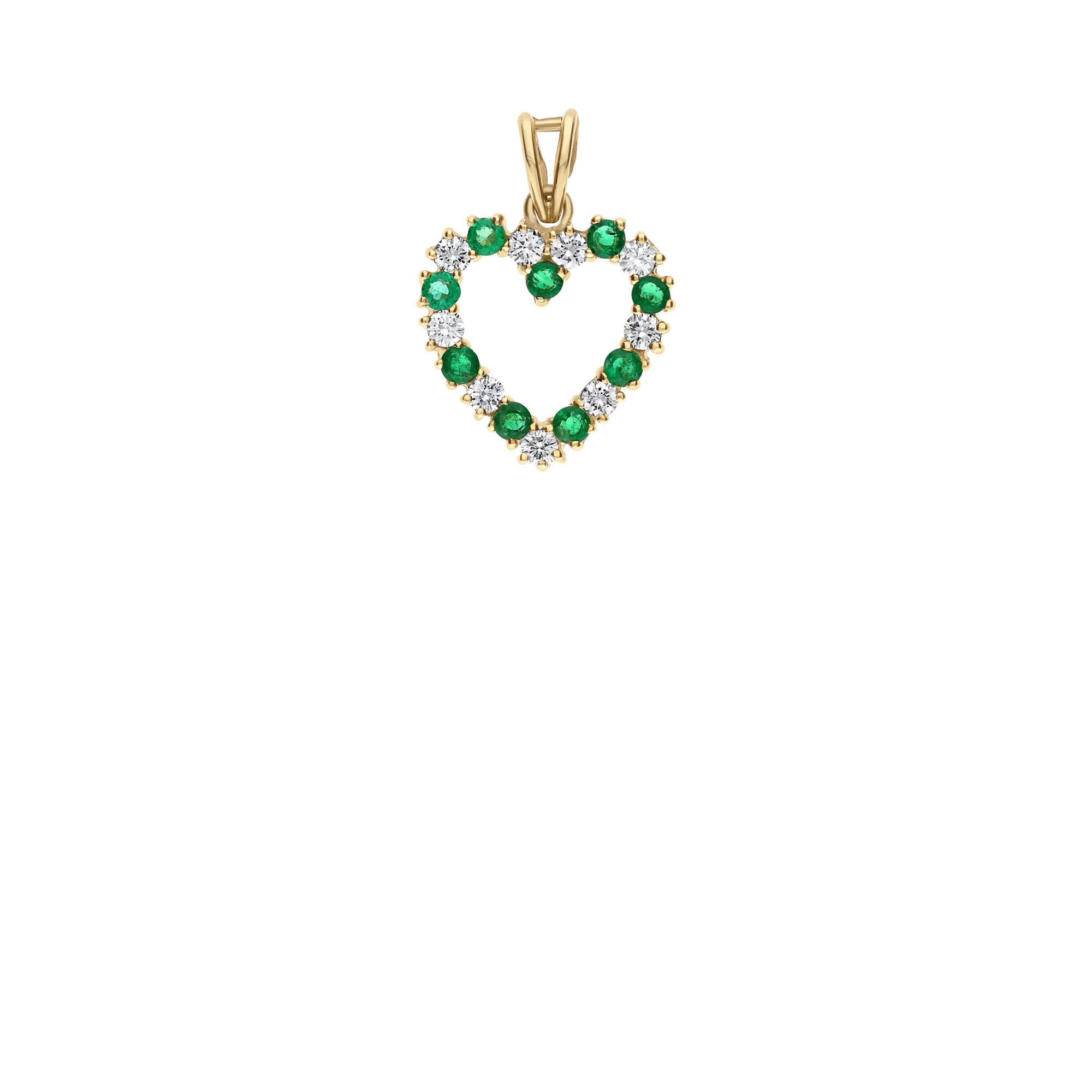 Diamond heart pendant with green emeralds 0.54ct 18K gold - Image 2