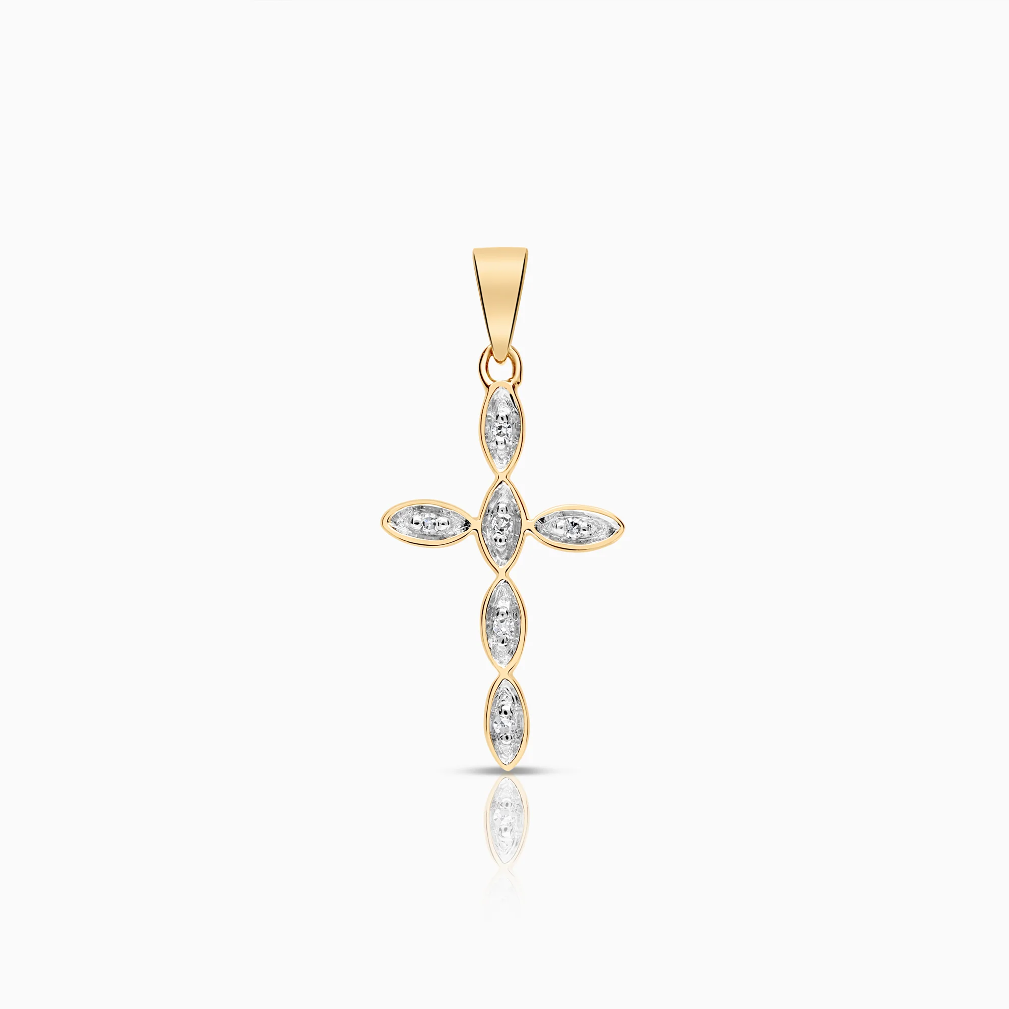 Diamond pendant cross 0.02ct 18K gold