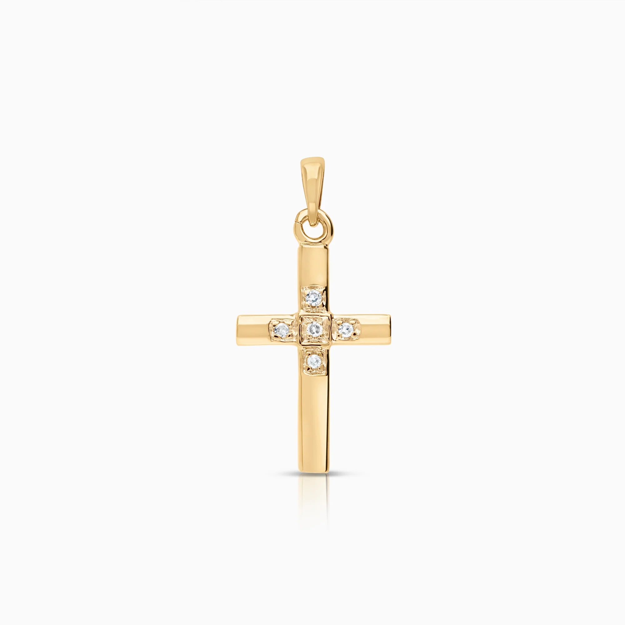 Diamond pendant cross 0.02ct 18K gold