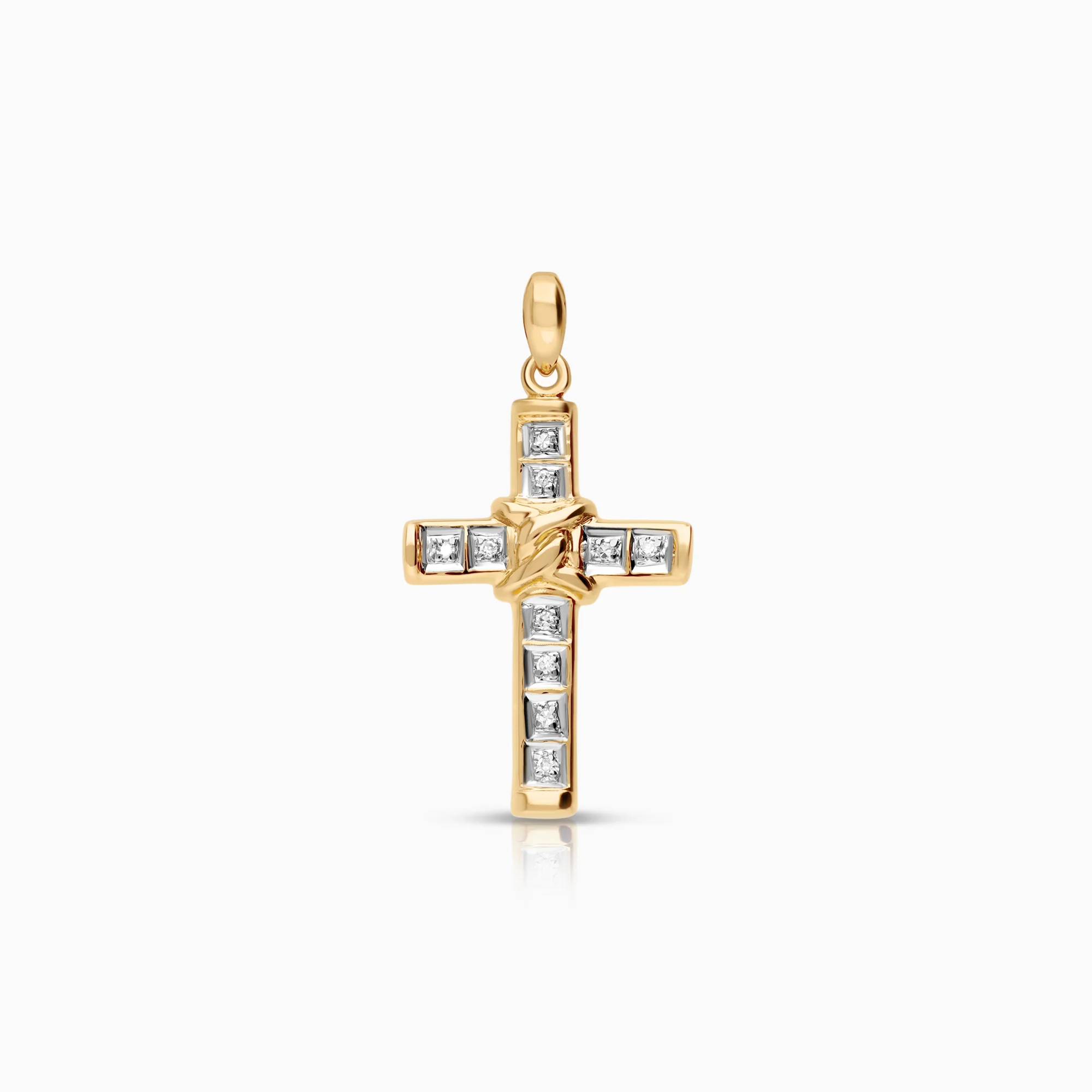 Diamond pendant cross 0.05ct 18K gold