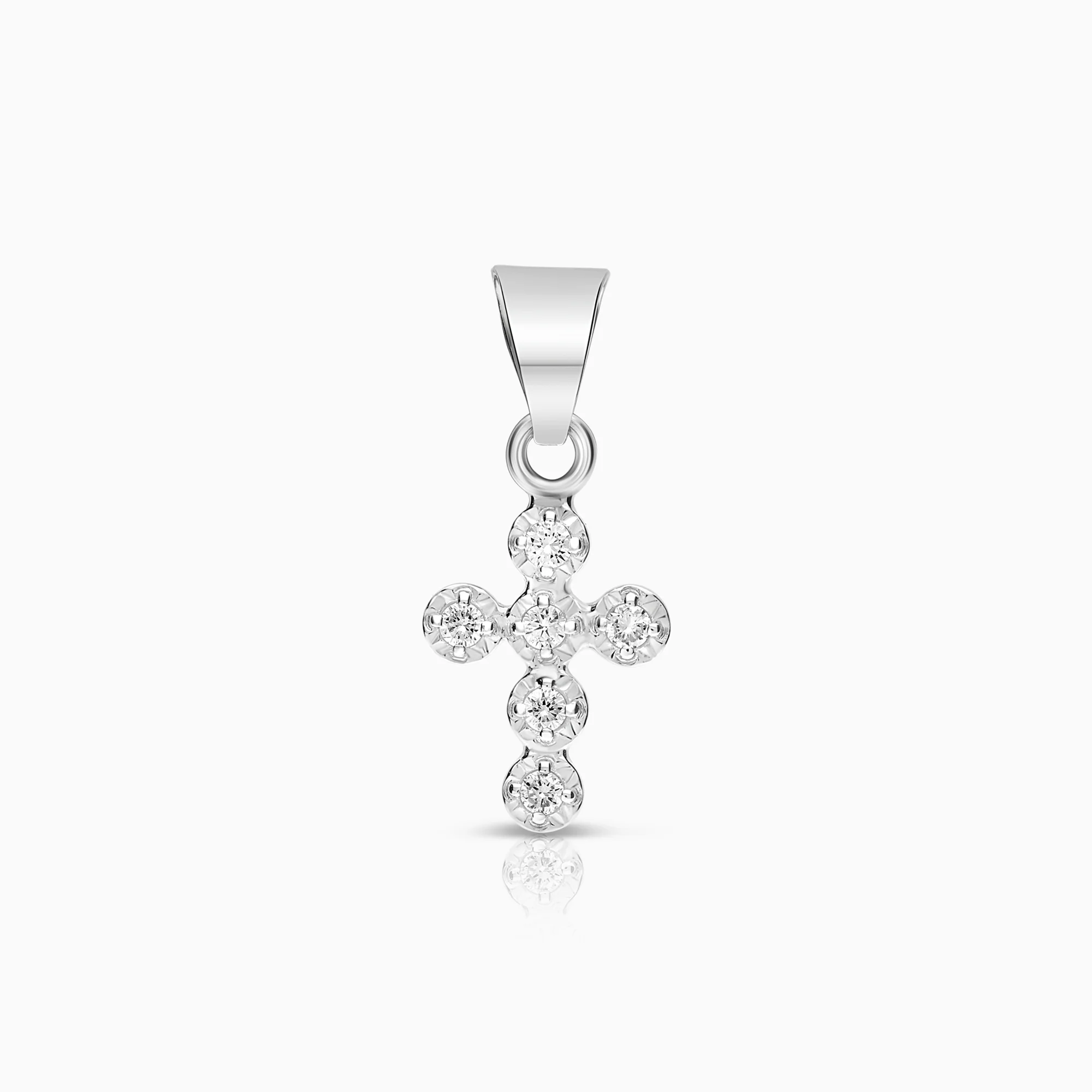 Diamond cross pendant 0.12ct 18K white gold