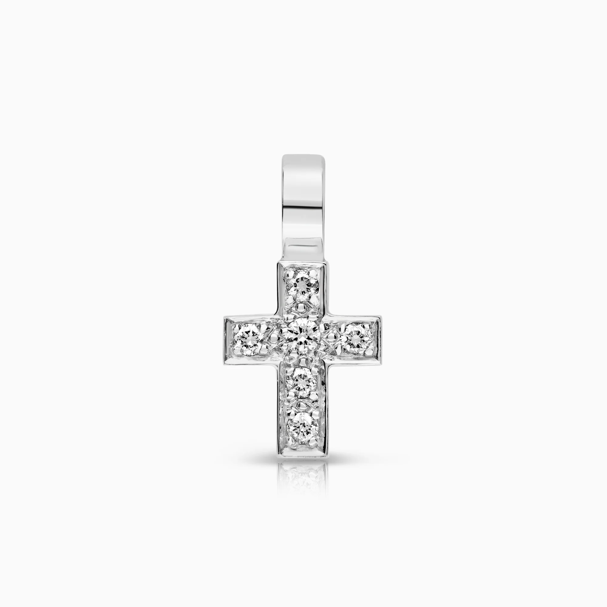 Diamond cross pendant 0.13ct 18K white gold