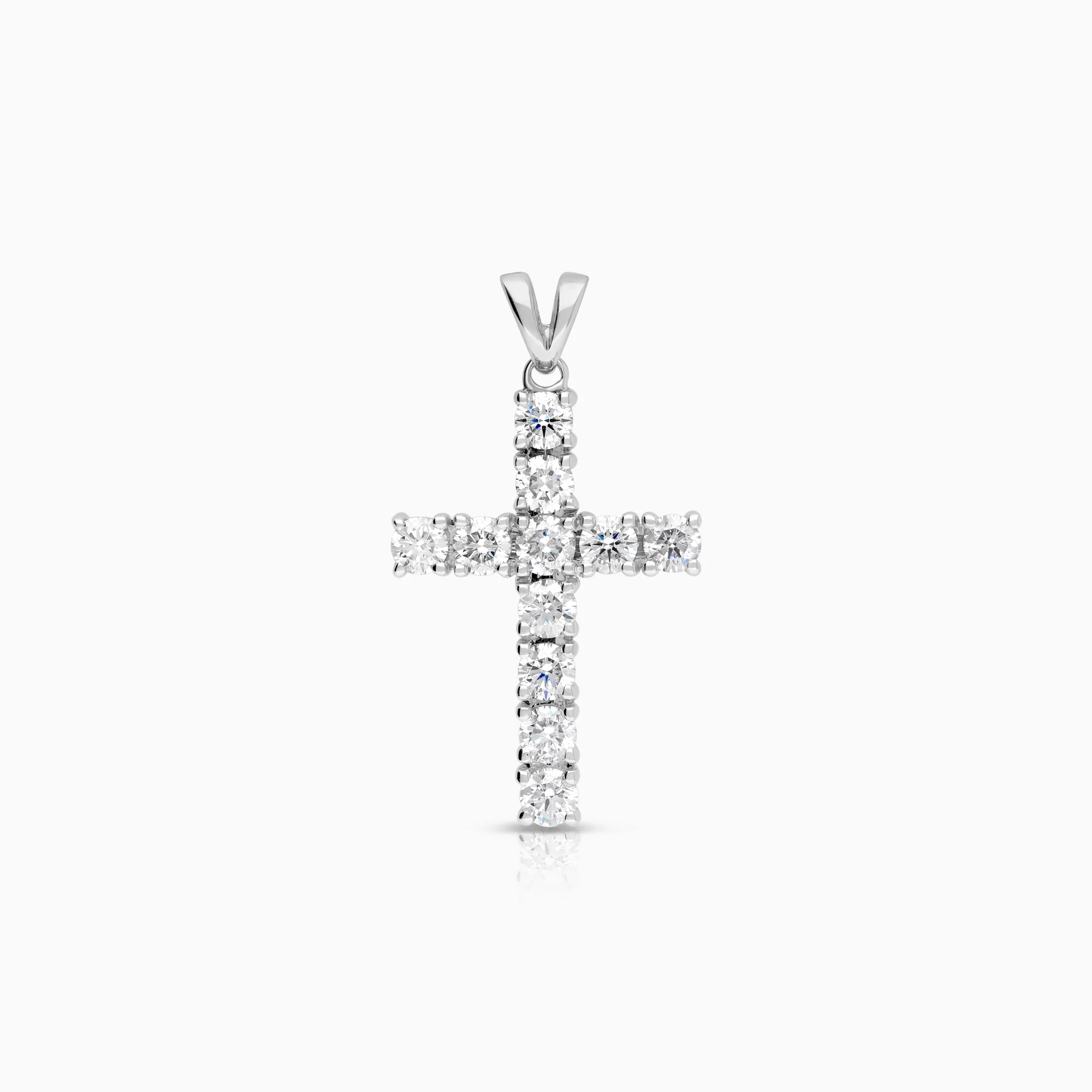 Diamond cross pendant 1.43ct 18K white gold