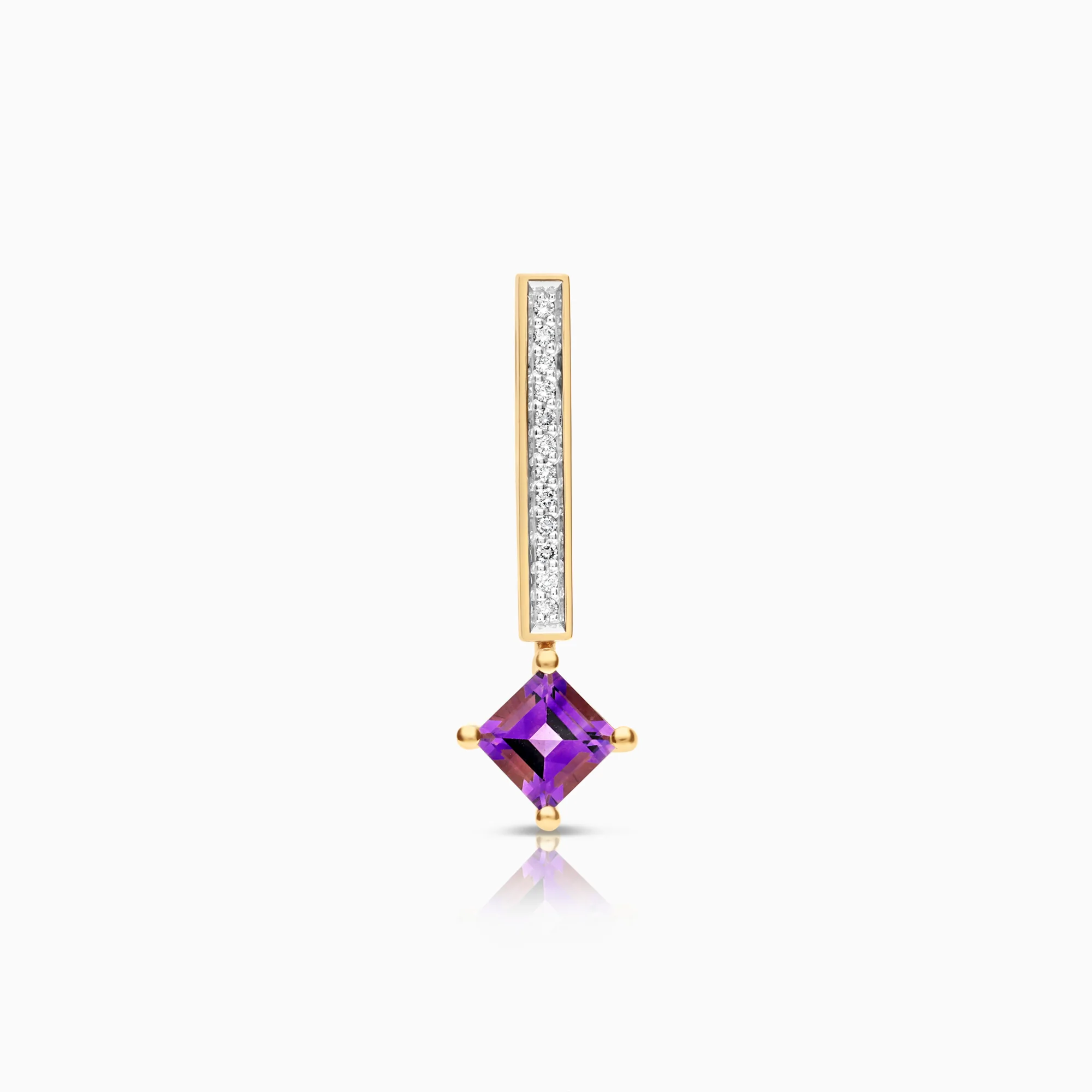 Diamond pendant with purple amethyst 0.09ct 18K gold