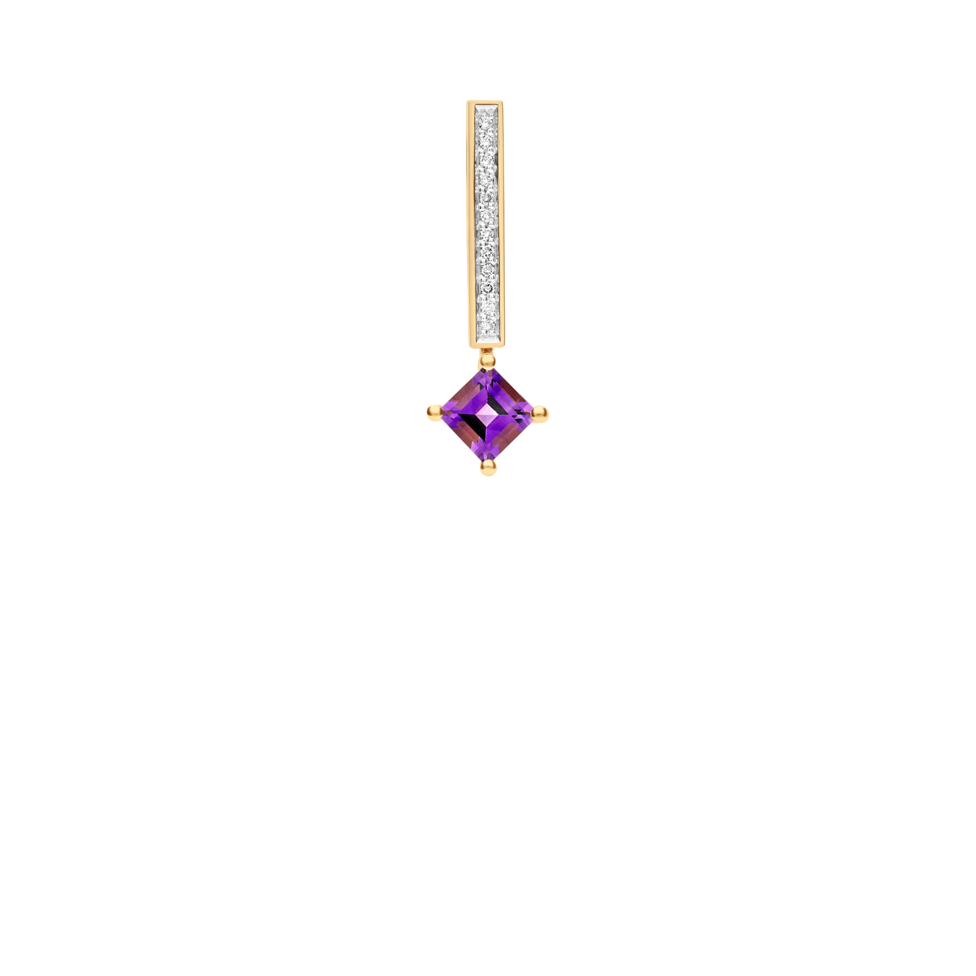 Diamond pendant with purple amethyst 0.09ct 18K gold - Image 2