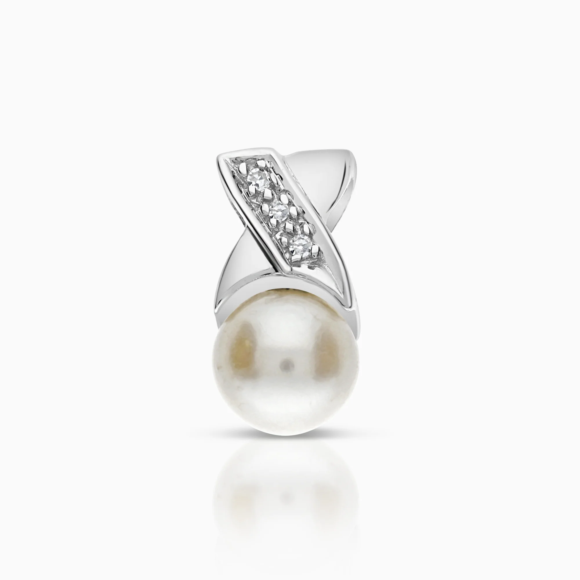 Diamond pendant with pearl 0.01ct 18K white gold