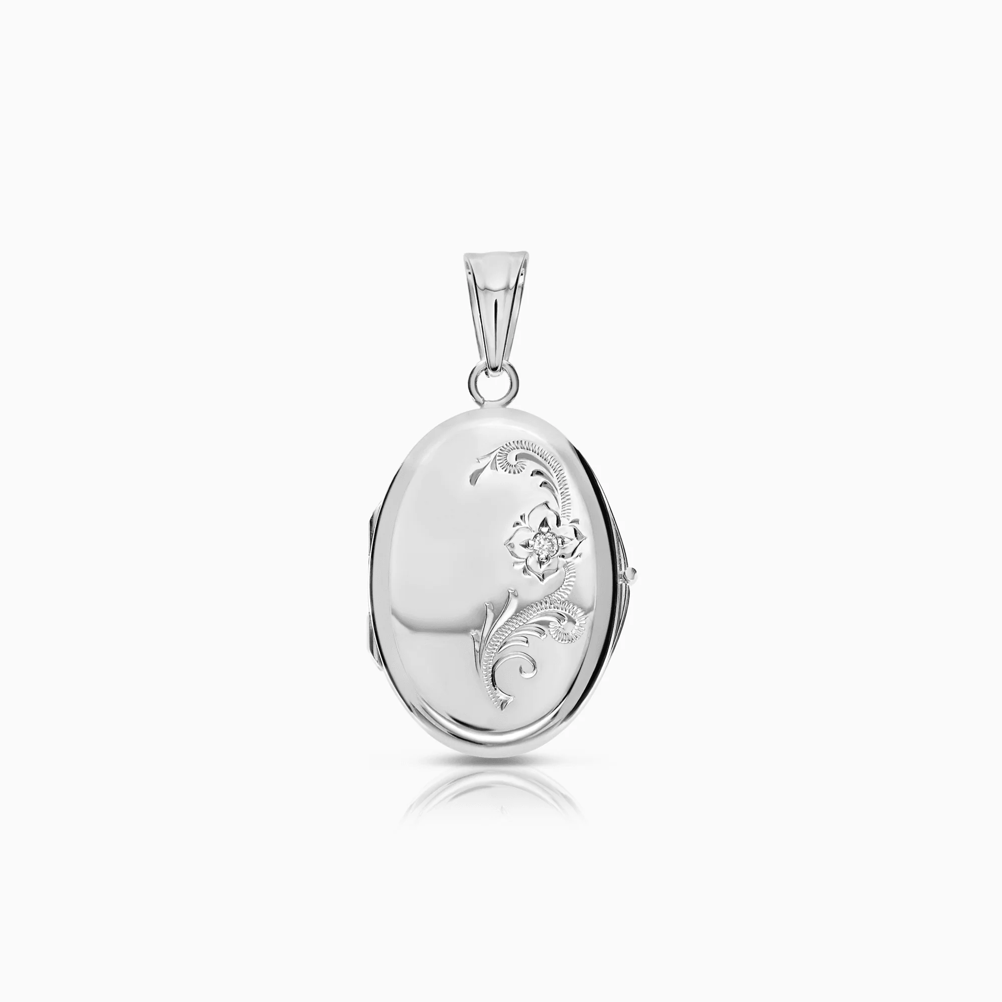Diamond locket pendant 0.02ct 18K white gold