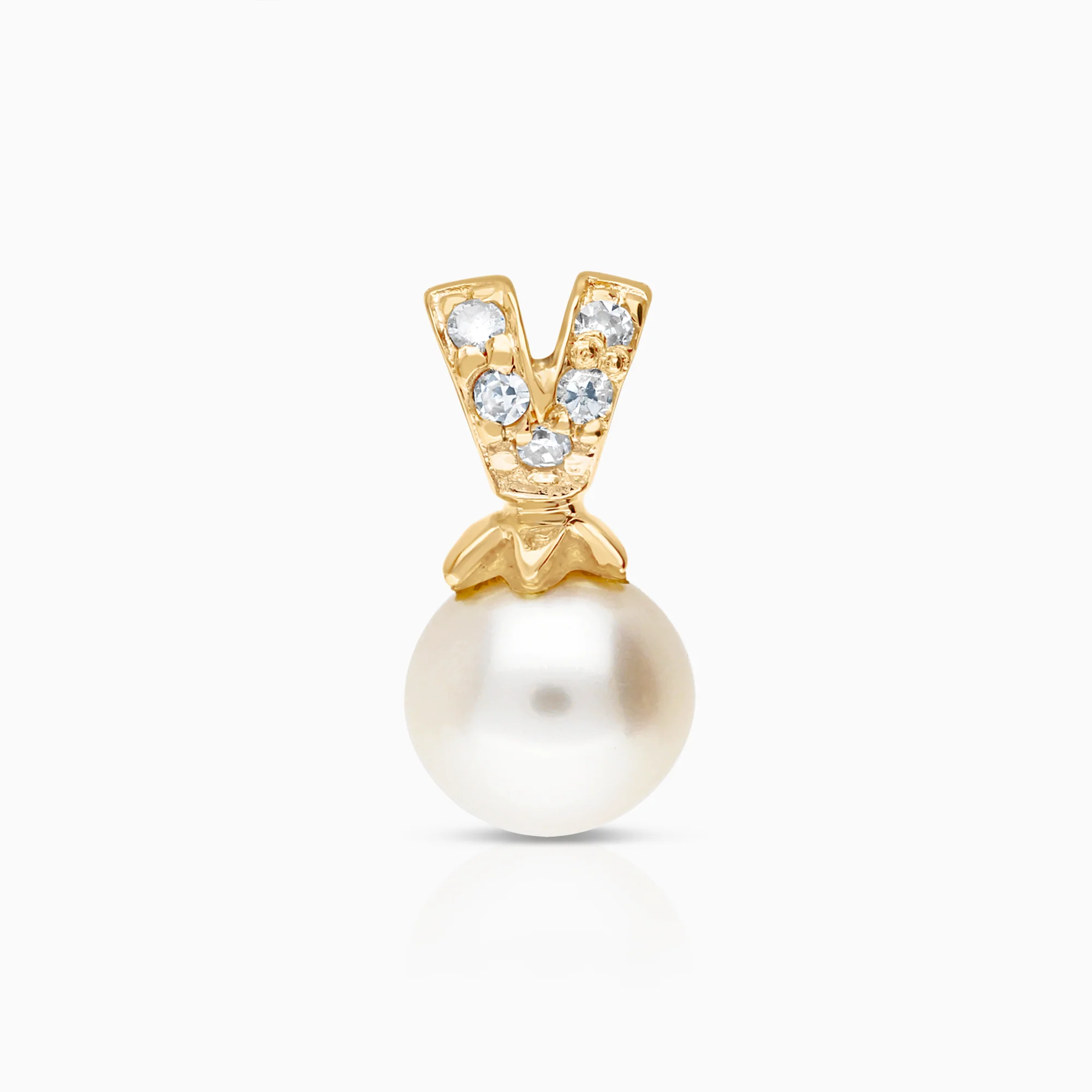 Diamond pendant with pearl 0.05ct 18K gold
