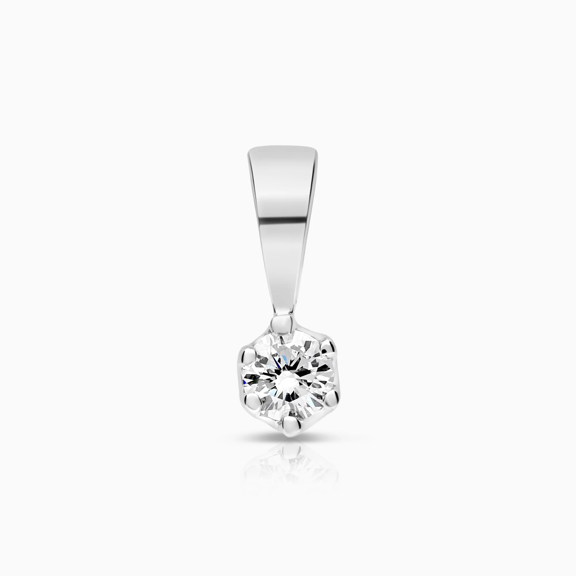 Diamond pendant solitaire 0.10ct 18K white gold