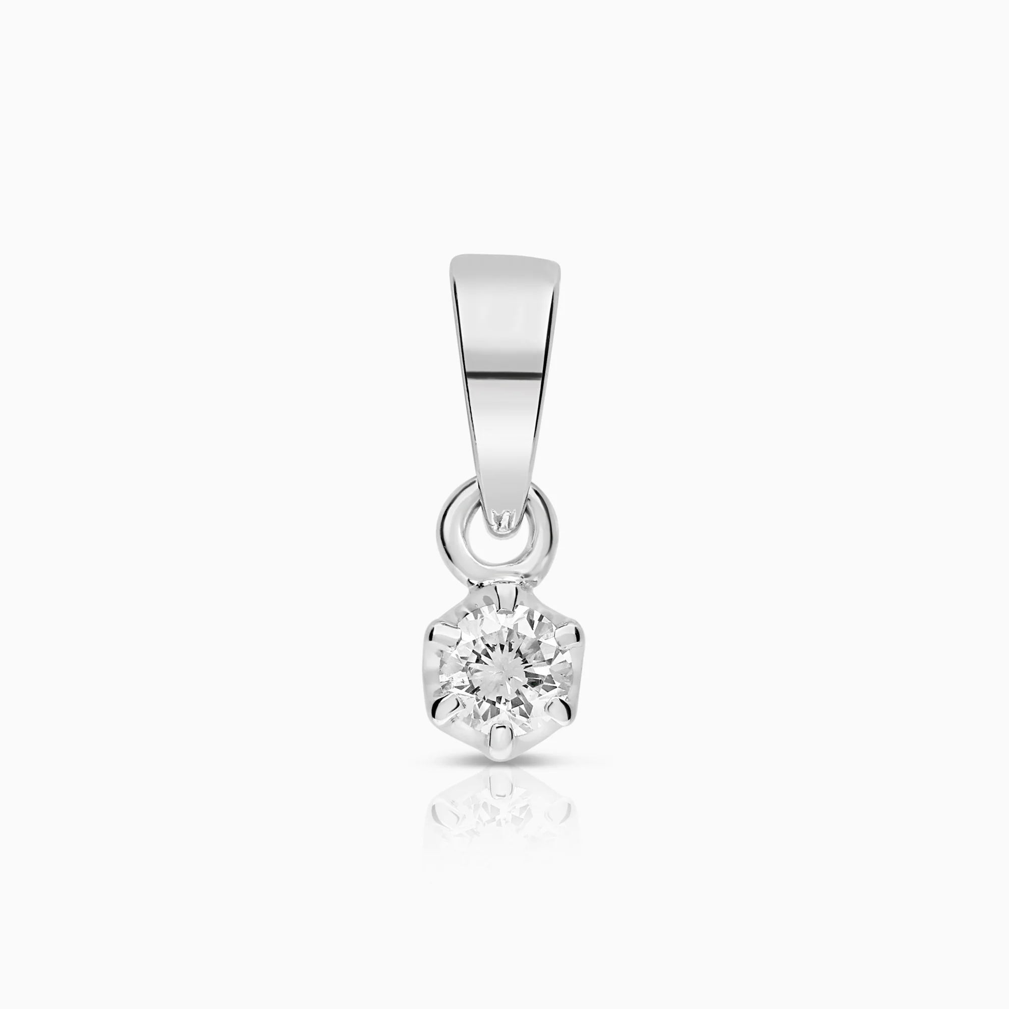Diamond pendant solitaire 0.10ct 18K white gold