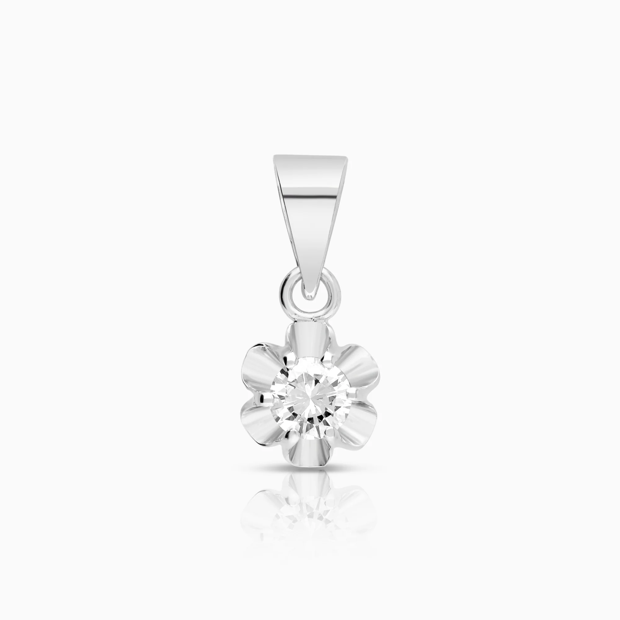 Diamond pendant solitaire 0.35ct 18K white gold