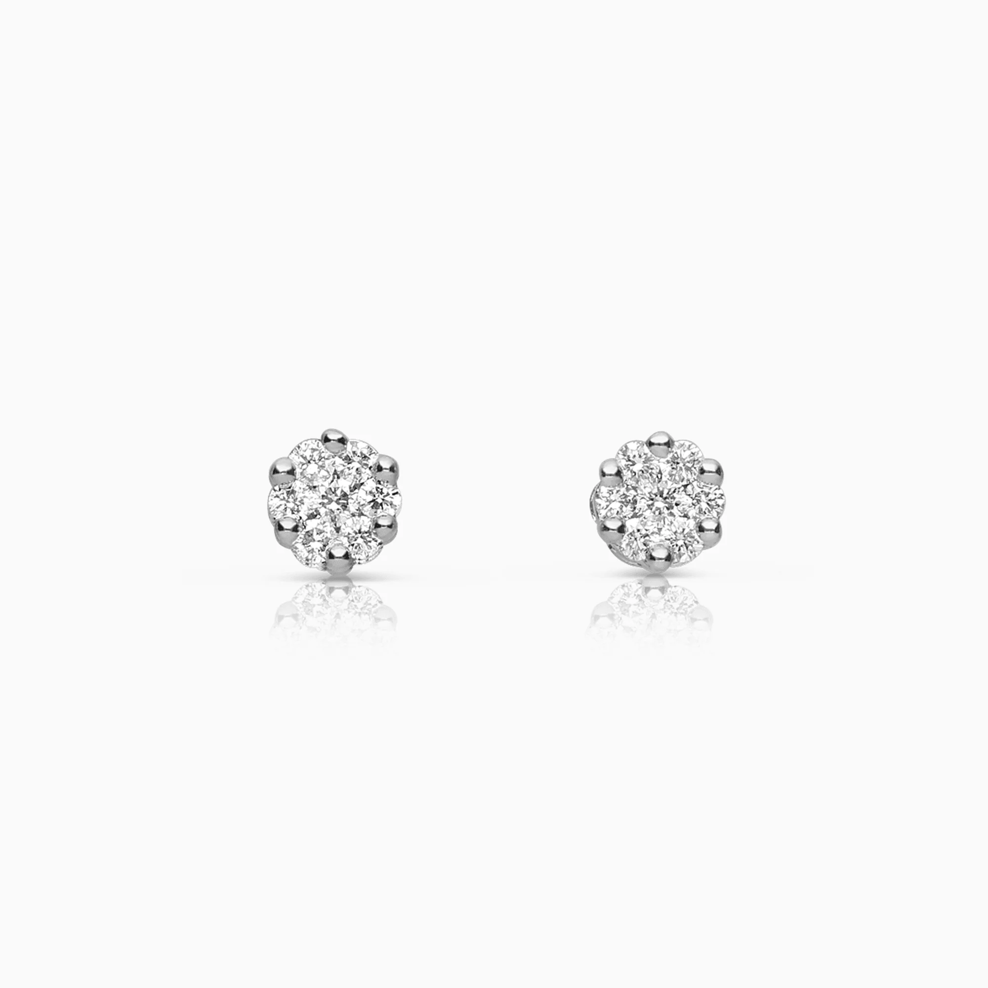 Diamond halo earrings 0.17ct 18K white gold