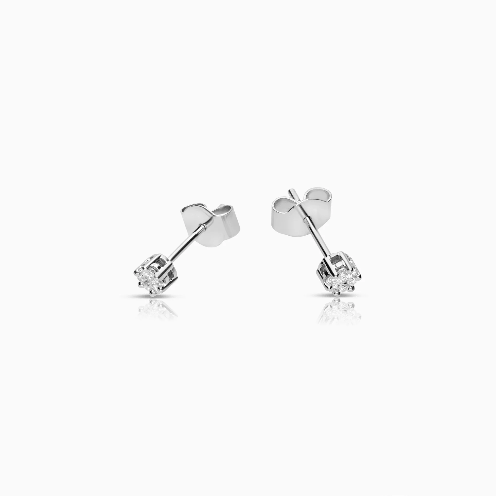Diamond halo earrings 0.17ct 18K white gold - Image 2