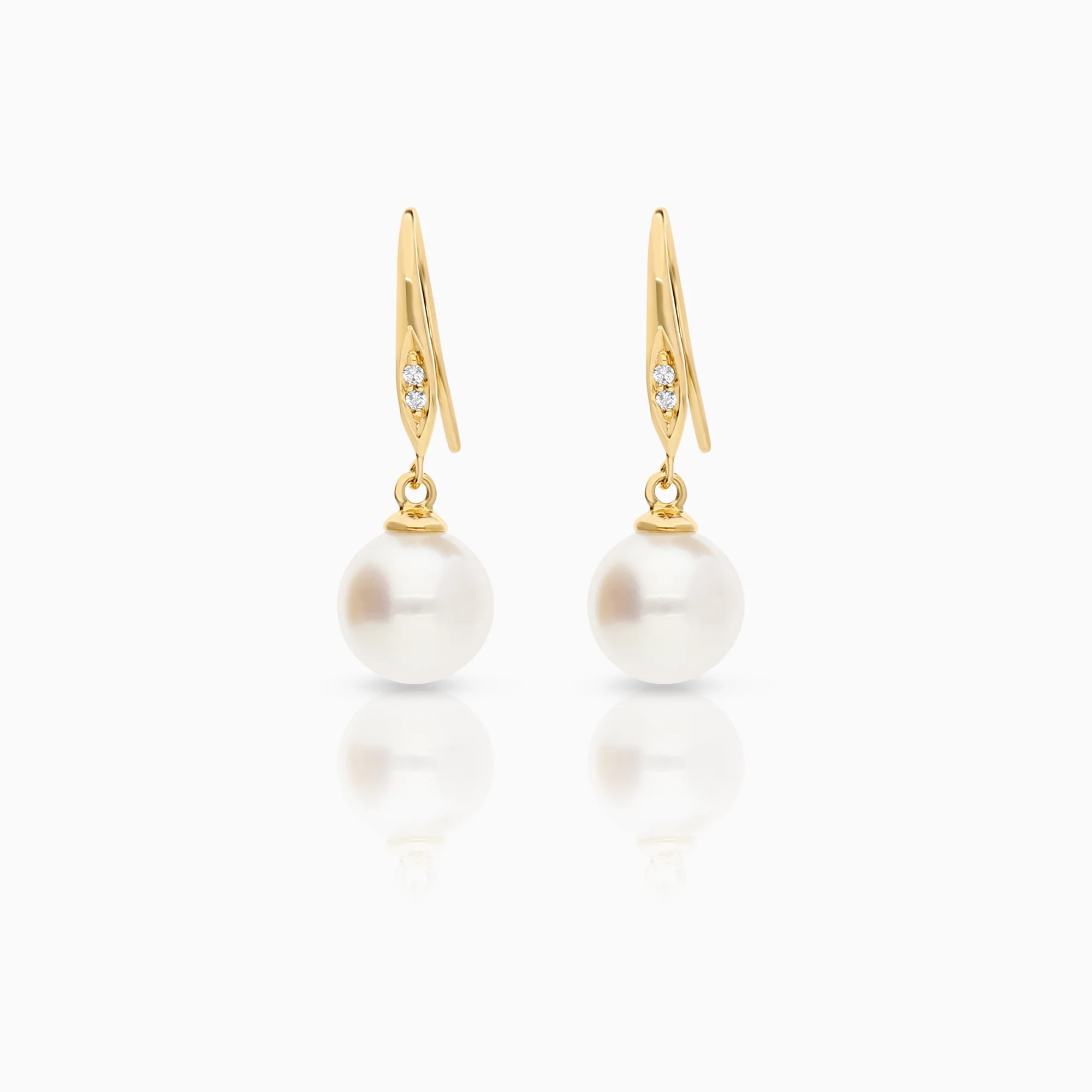 Diamond earrings with pearls 0.02ct 18K gold