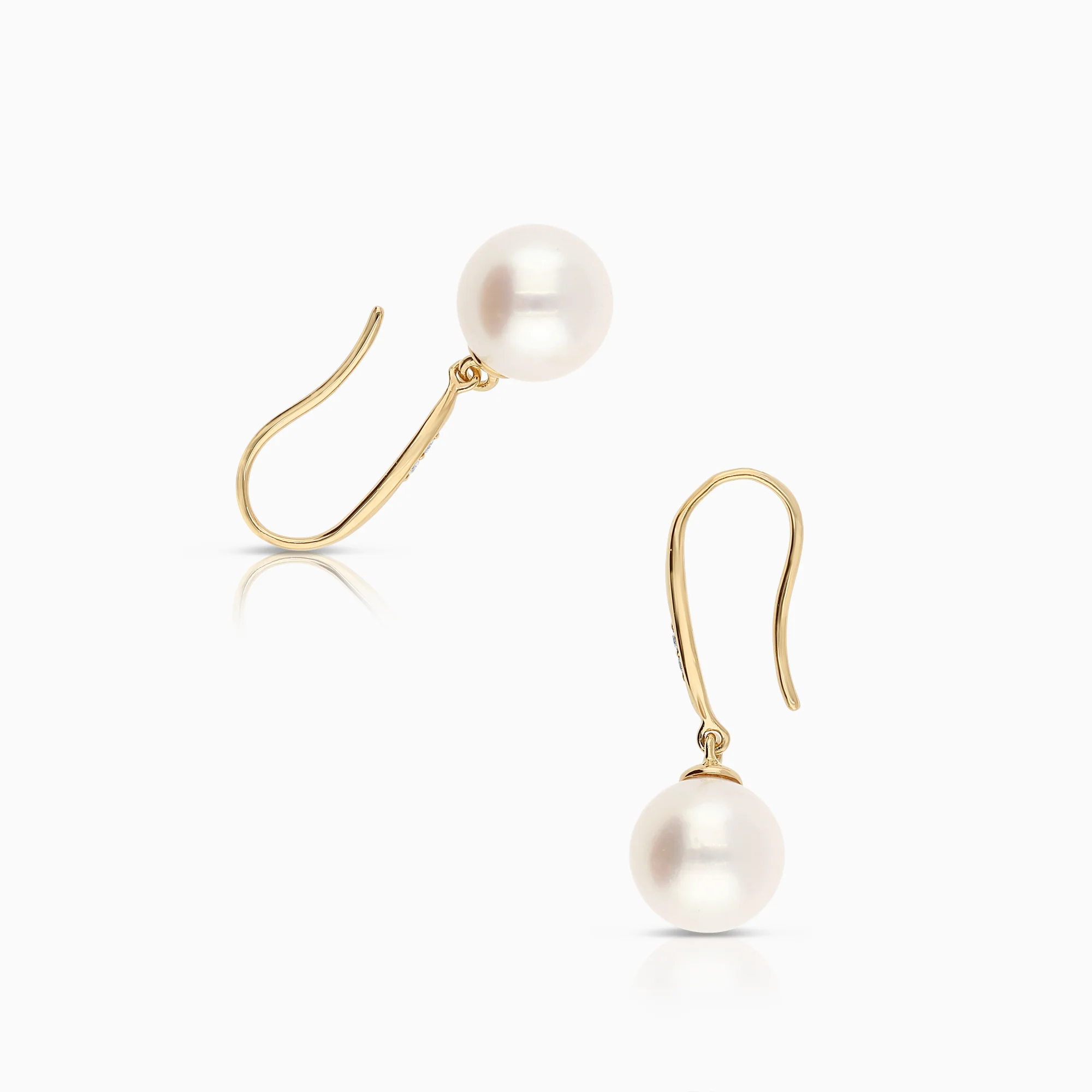 Diamond earrings with pearls 0.02ct 18K gold - Image 2