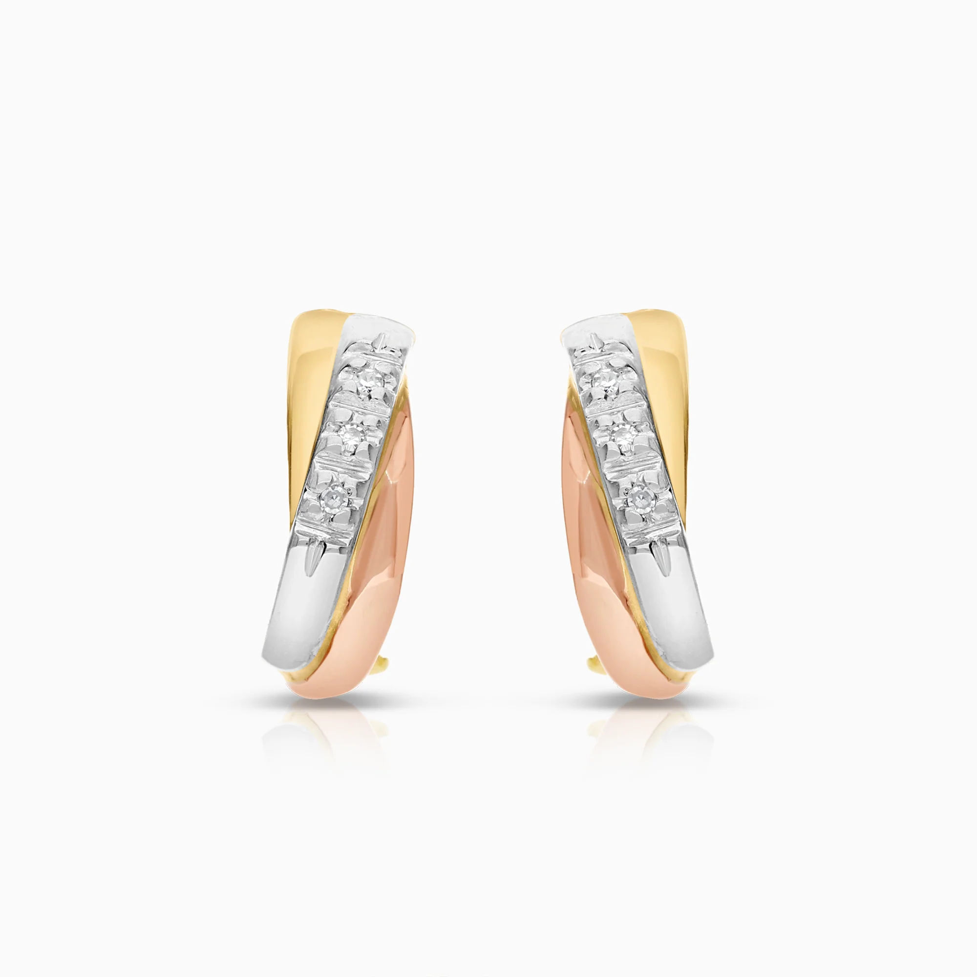 Diamond earrings 0.02ct 18K tri-colour gold