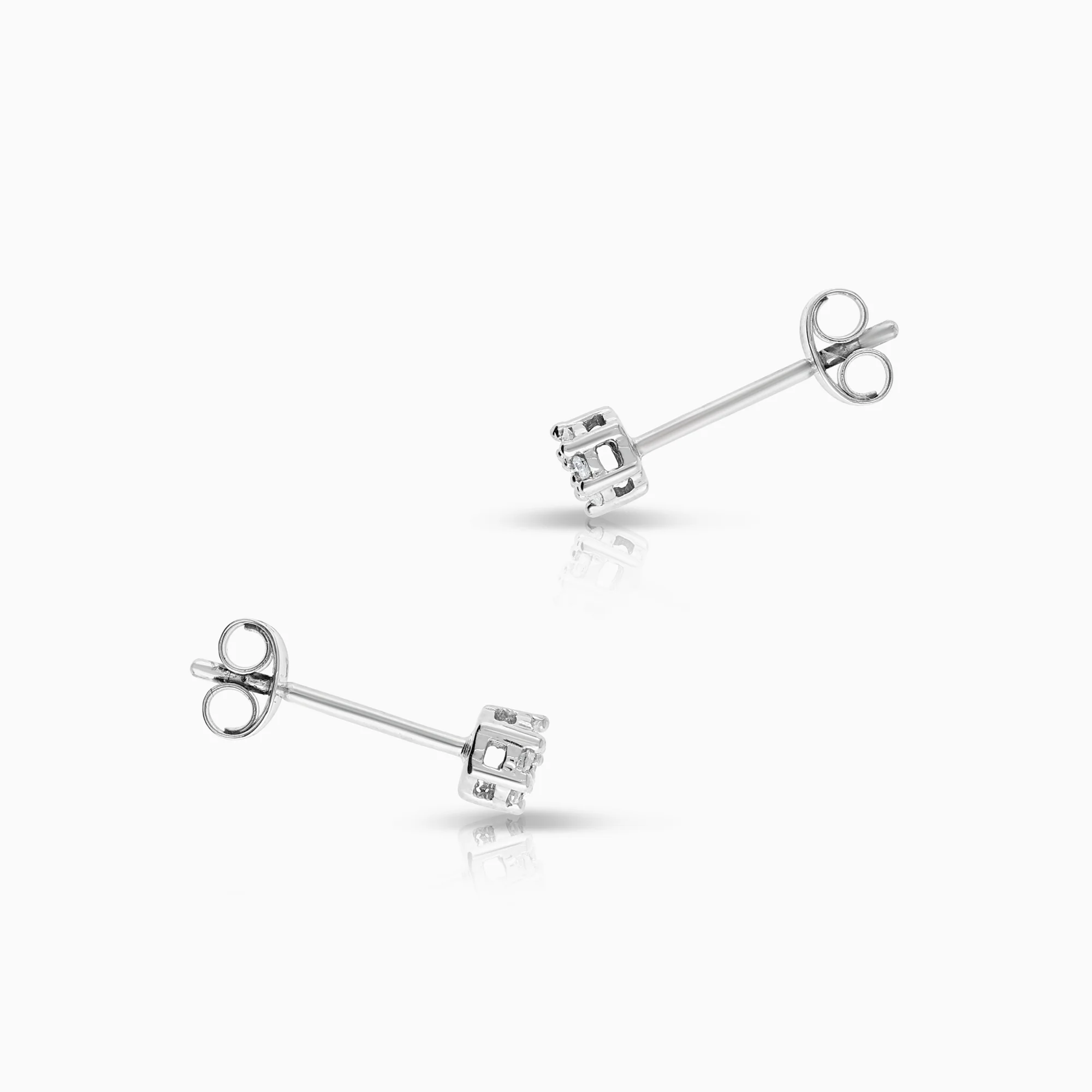 Diamond earrings 0.07ct 18K white gold - Image 2