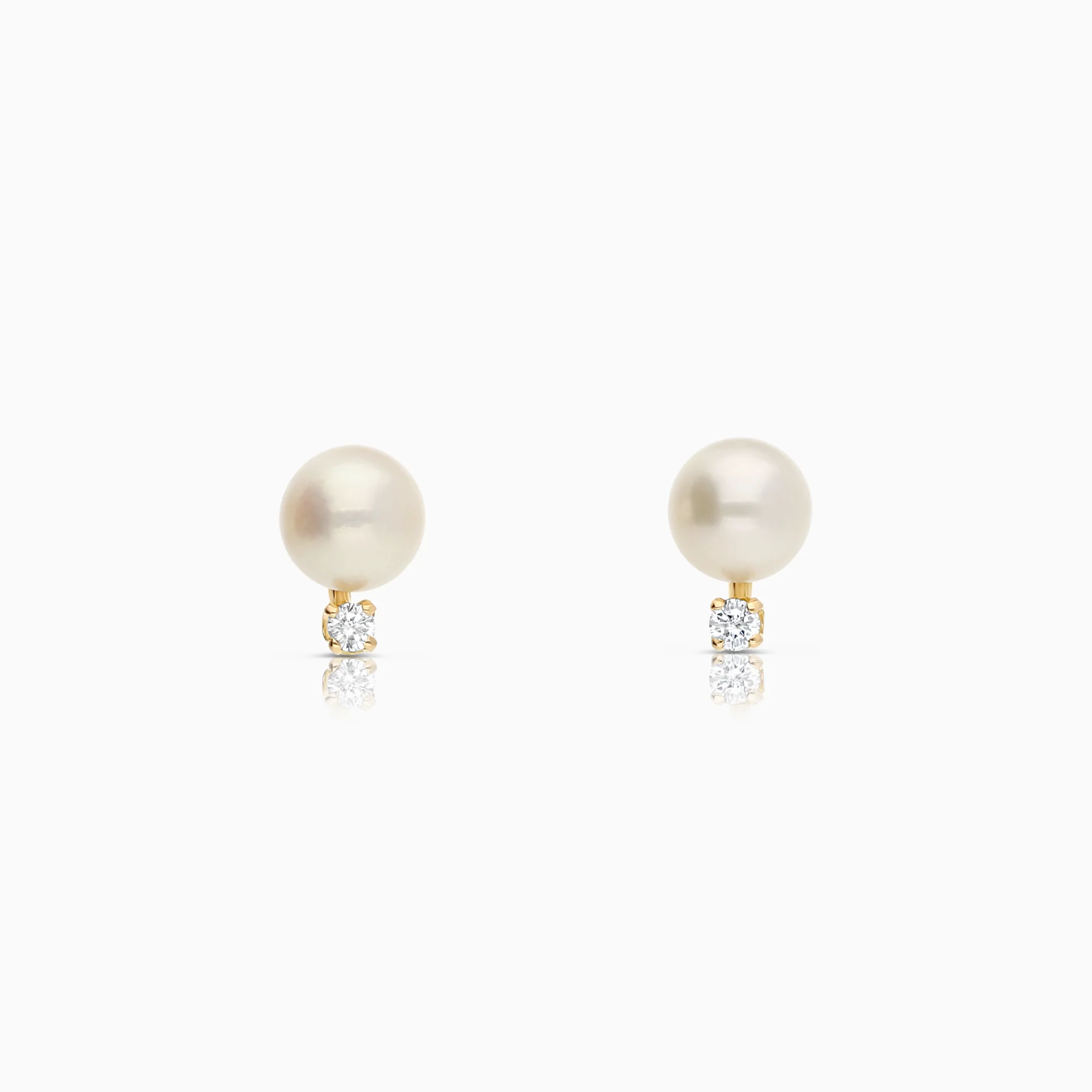 Diamond earrings with pearls 0.08ct 18K gold