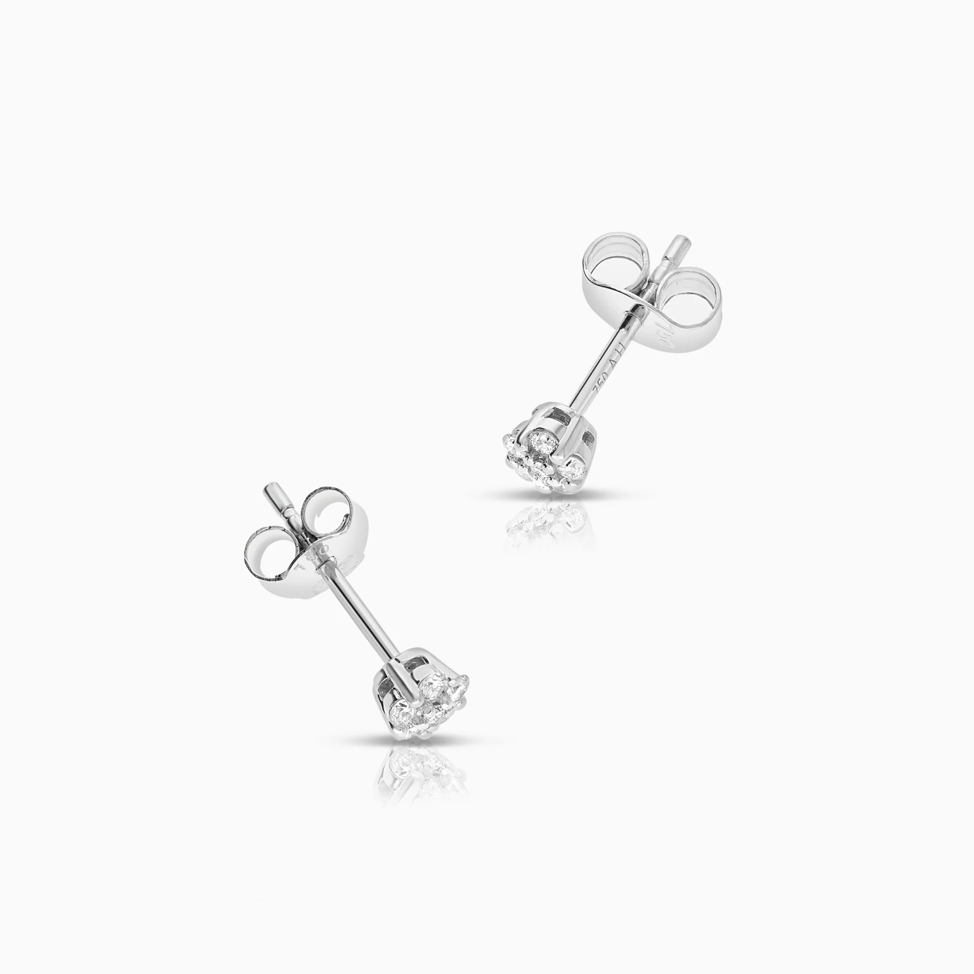 Diamond earrings 0.12ct 18K white gold - Image 2