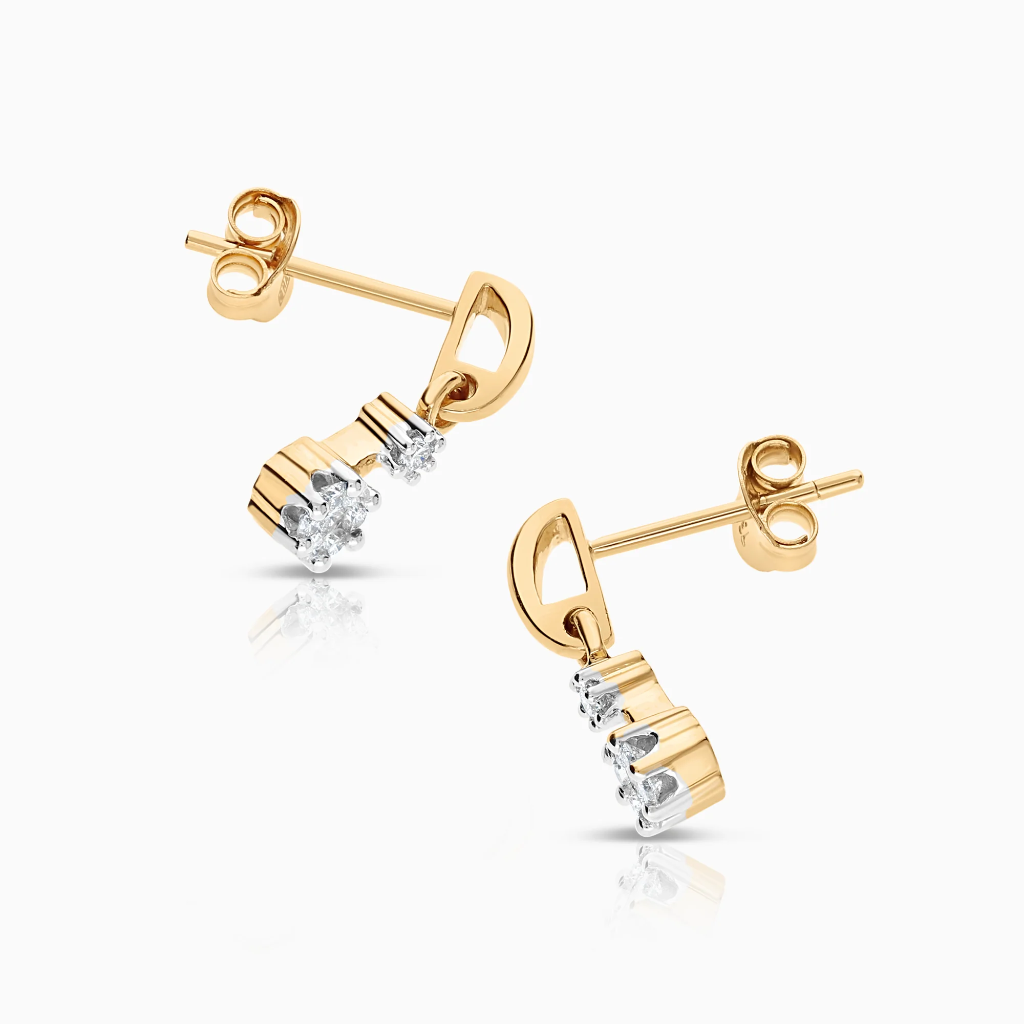 Diamond earrings 0.20ct 18K gold - Image 2