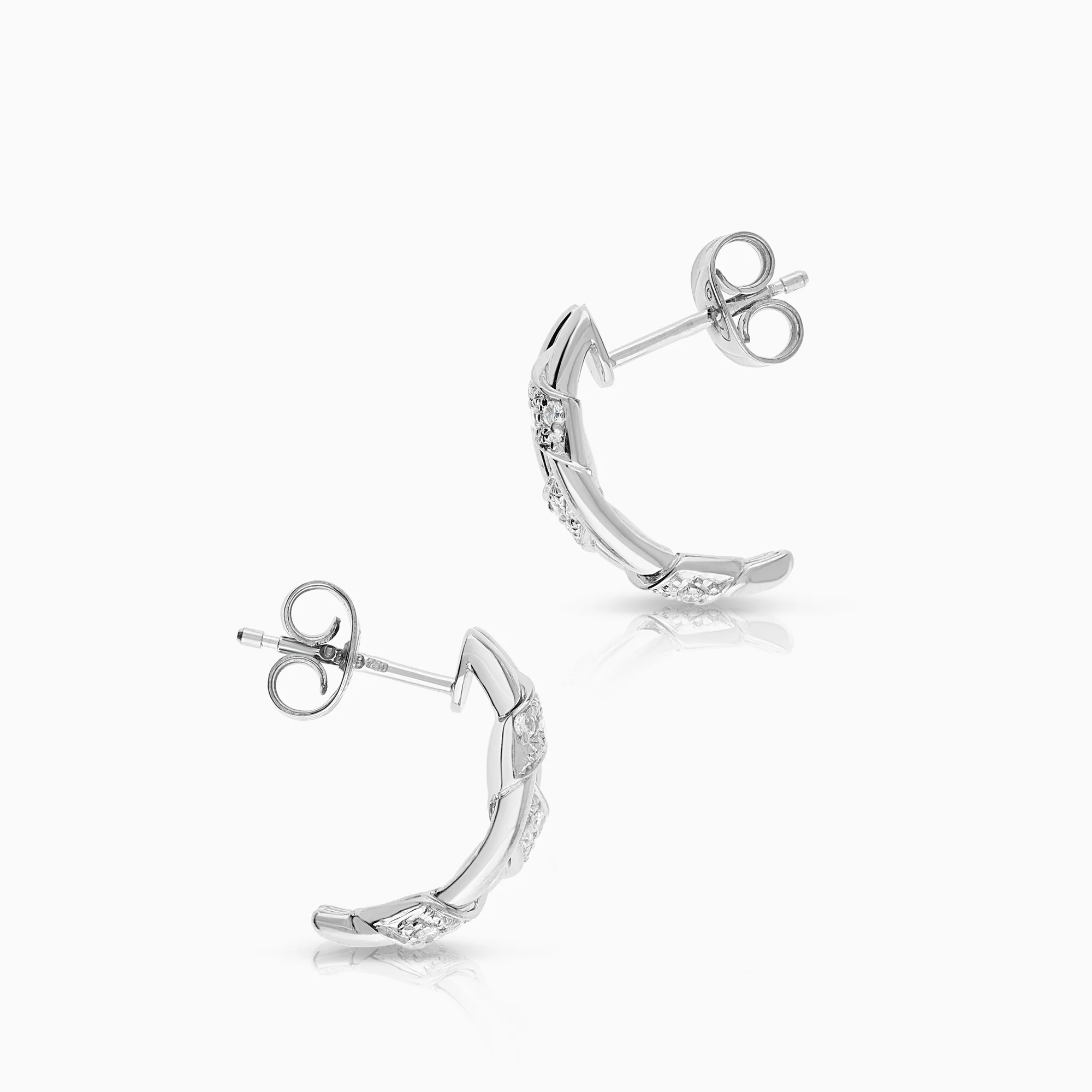 Diamond earrings 0.28ct 18K white gold - Image 2