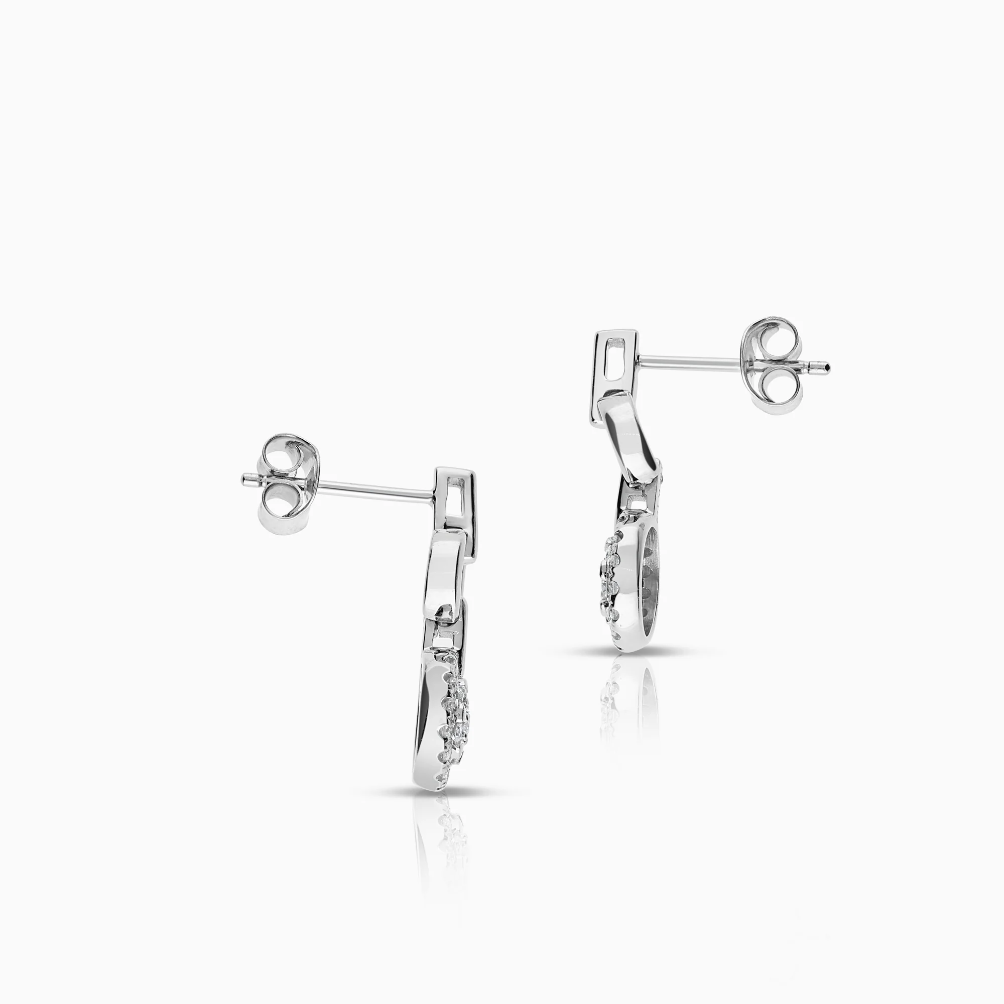 Diamond earrings 0.34ct 14K white gold - Image 2