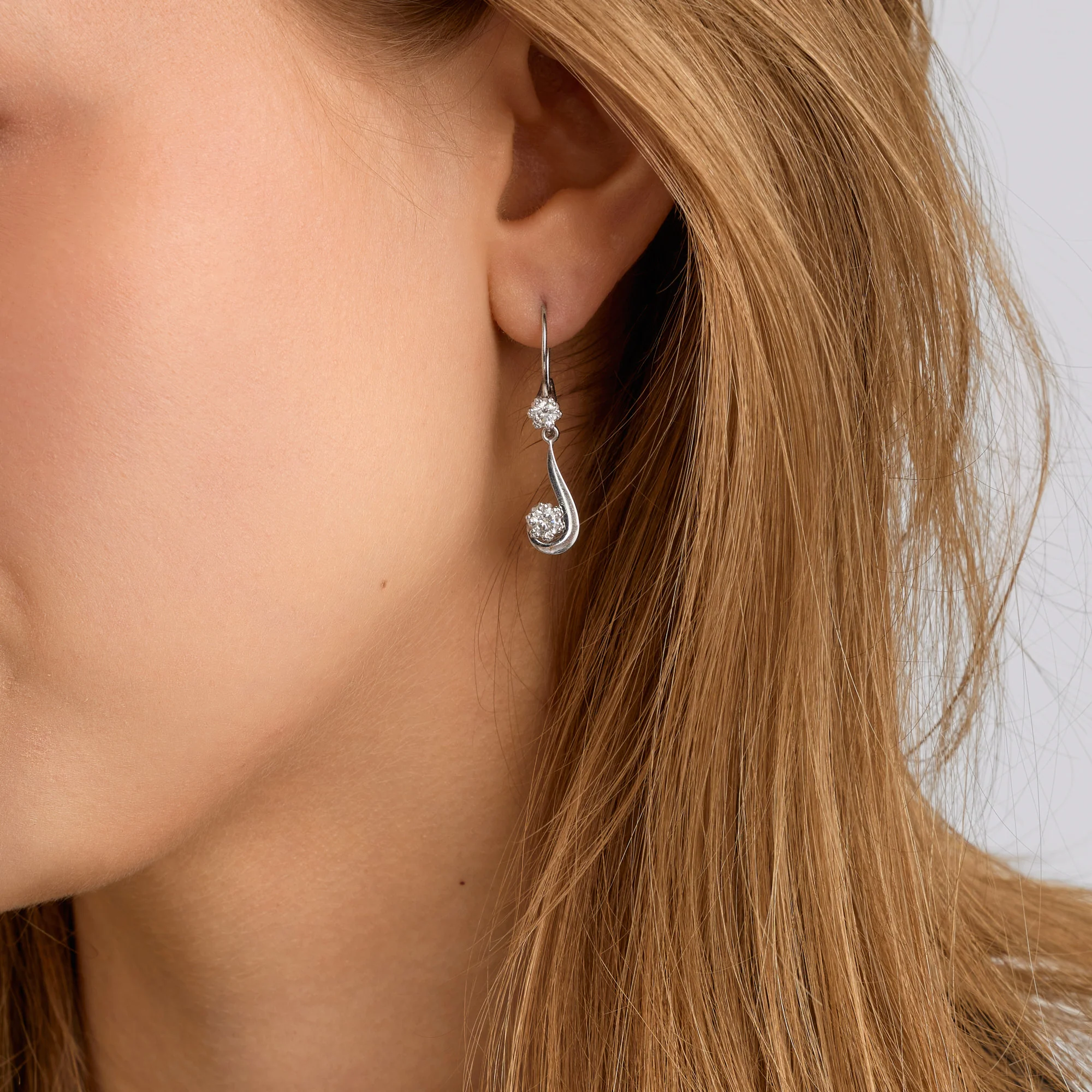 Diamond earrings 0.70ct 18K white gold - Image 2