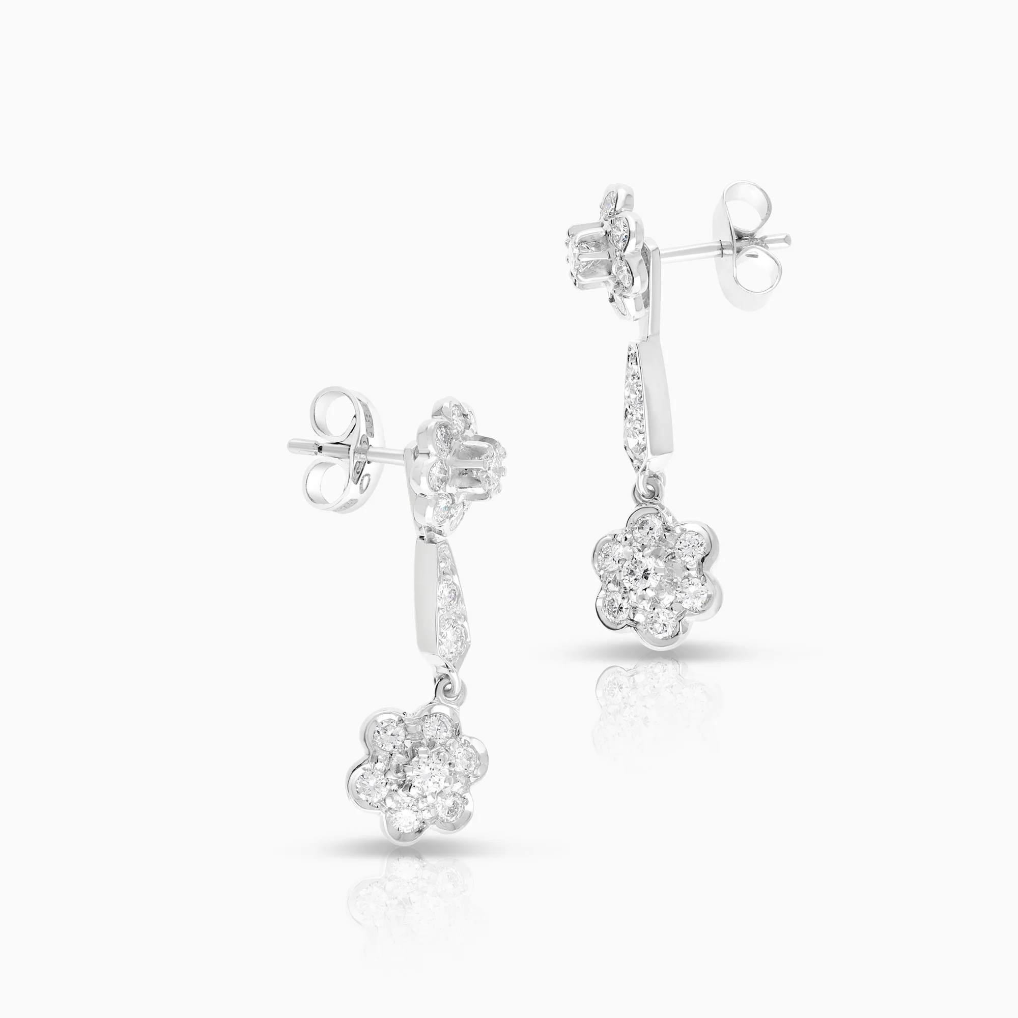 Diamond earrings 0.78ct 18K white gold - Image 2