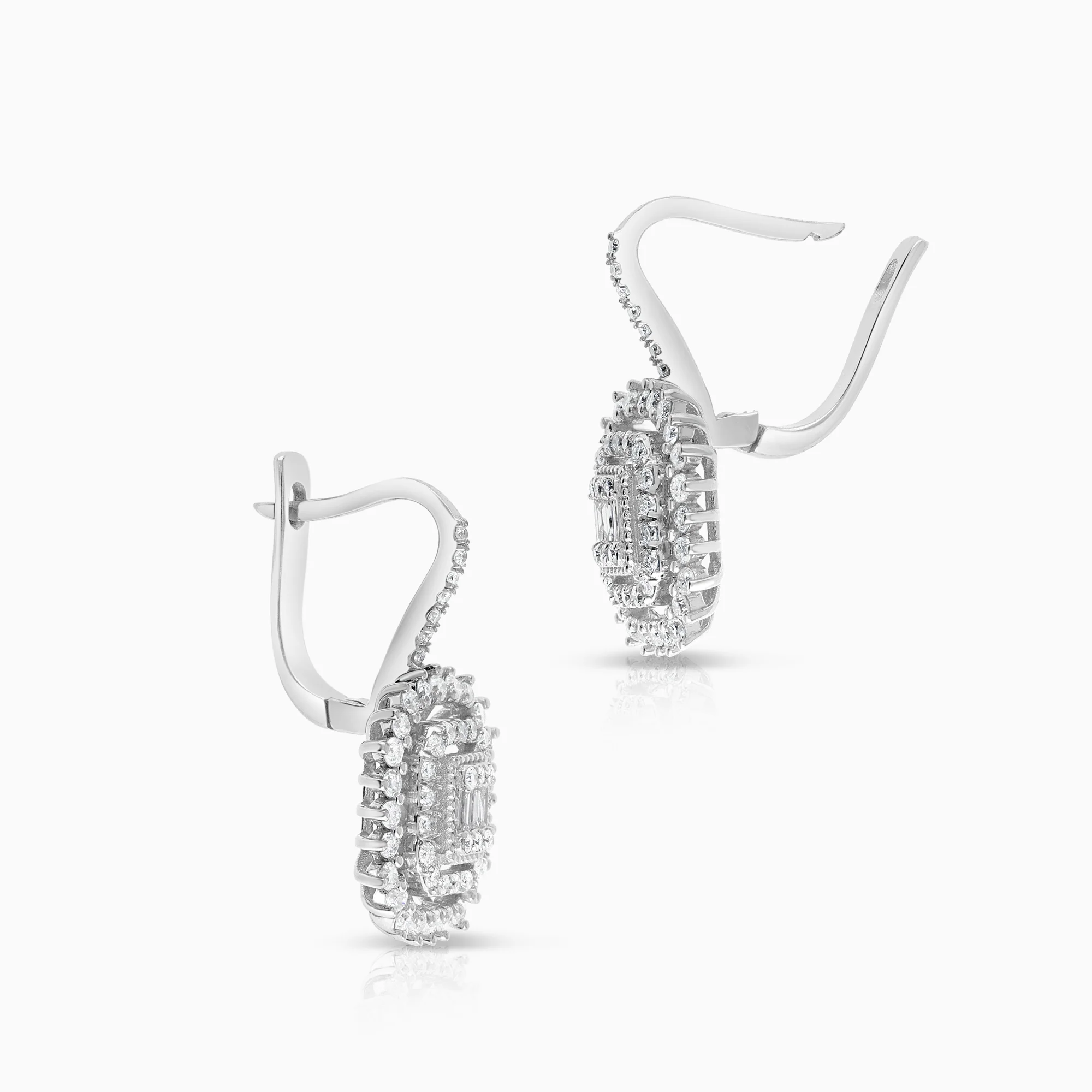 Diamond earrings 0.85ct 14K white gold - Image 2