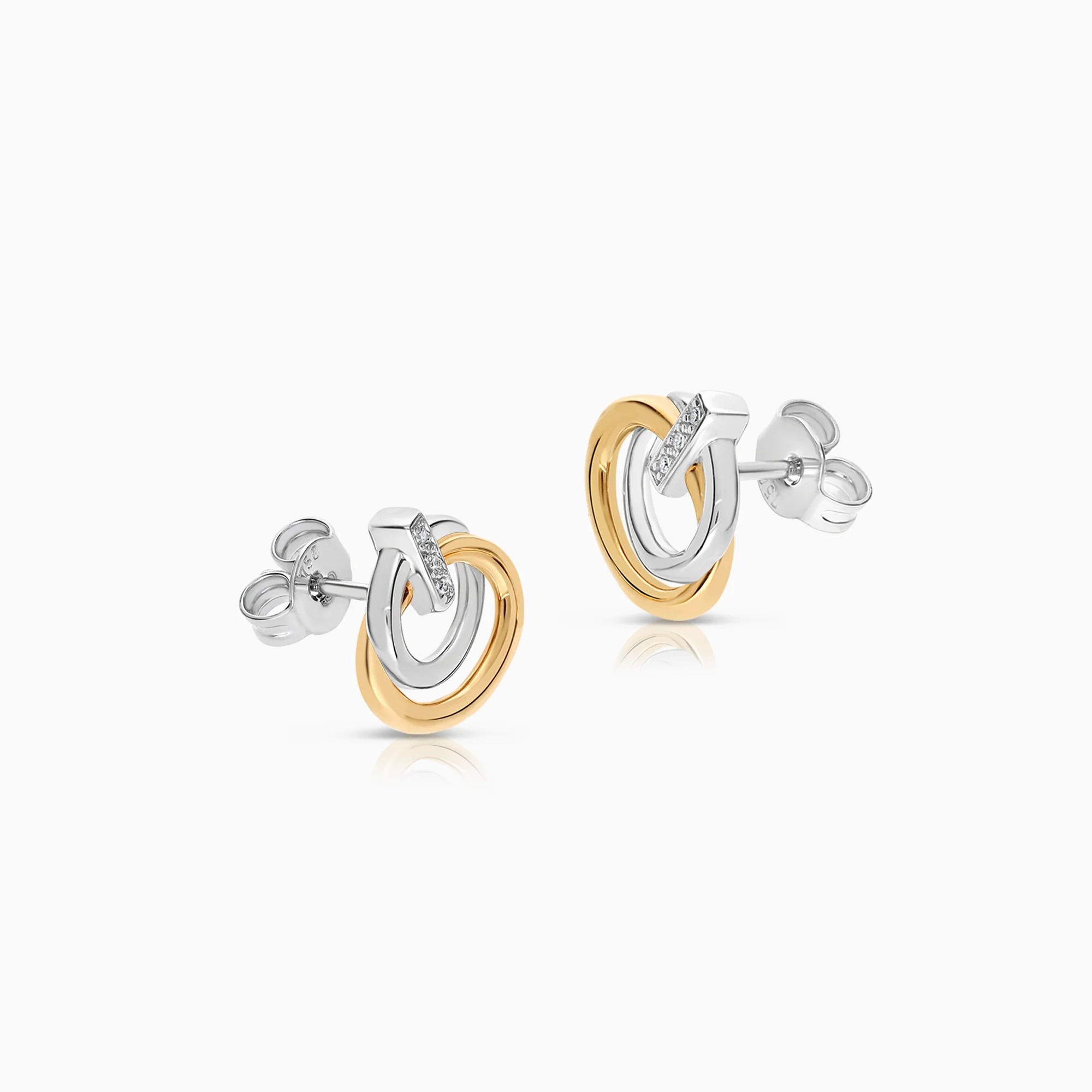 Diamond Earrings 0.02ct 18K Yellow Gold - Image 2